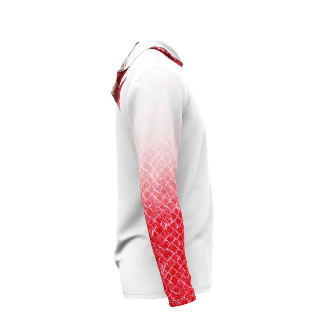 Salt Skins Men's Performance Hoodie Snapper Illustration Men's Long Sleeve Performance Fishing Shirt