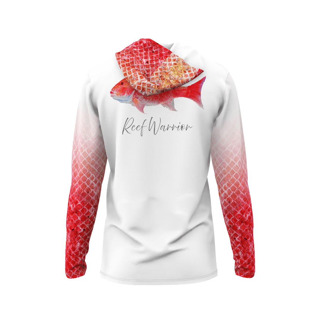 Salt Skins Men's Performance Hoodie Snapper Illustration Men's Long Sleeve Performance Fishing Shirt