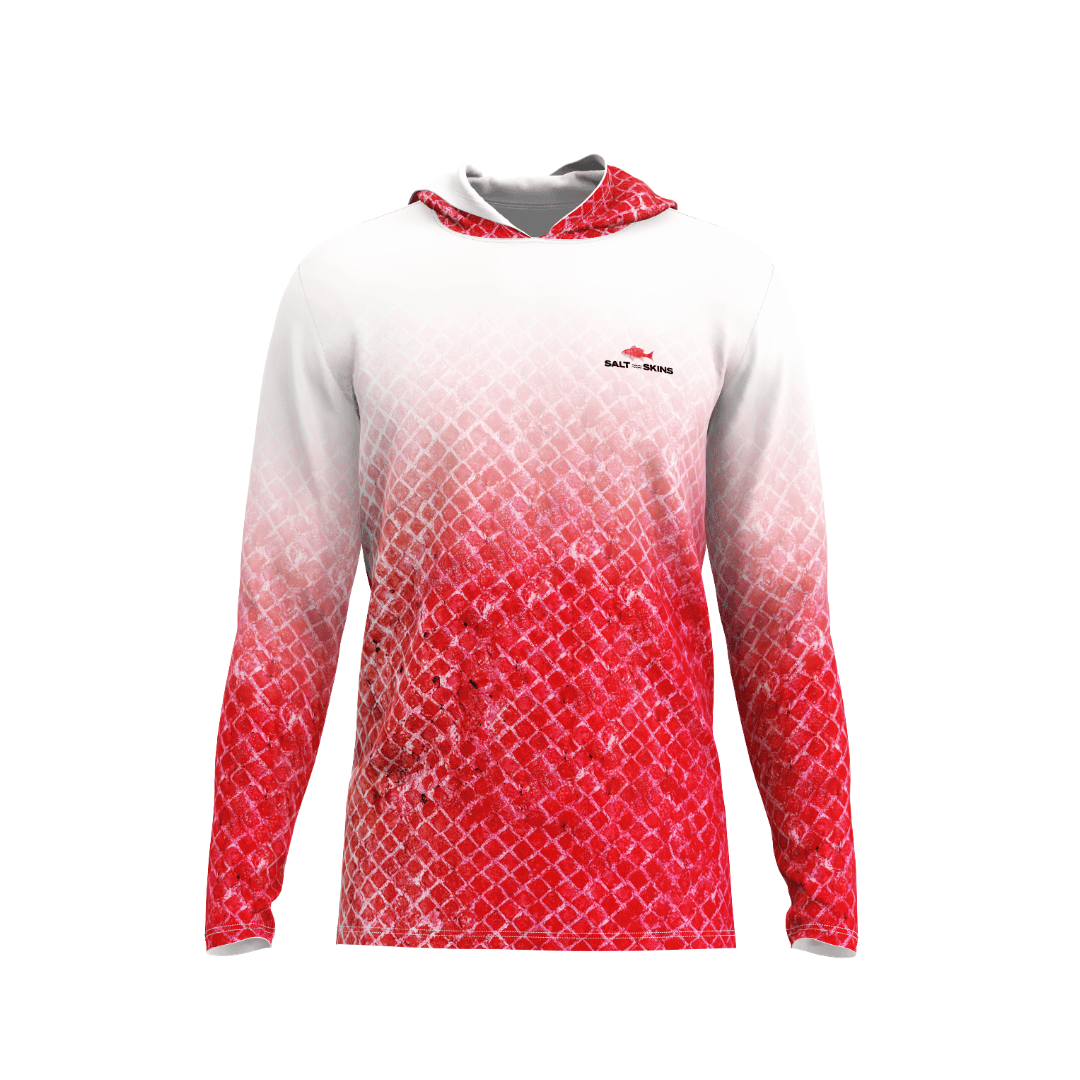 Salt Skins Men's Performance Hoodie Snapper Men's Long Sleeve Performance Fishing & Sun Shirt