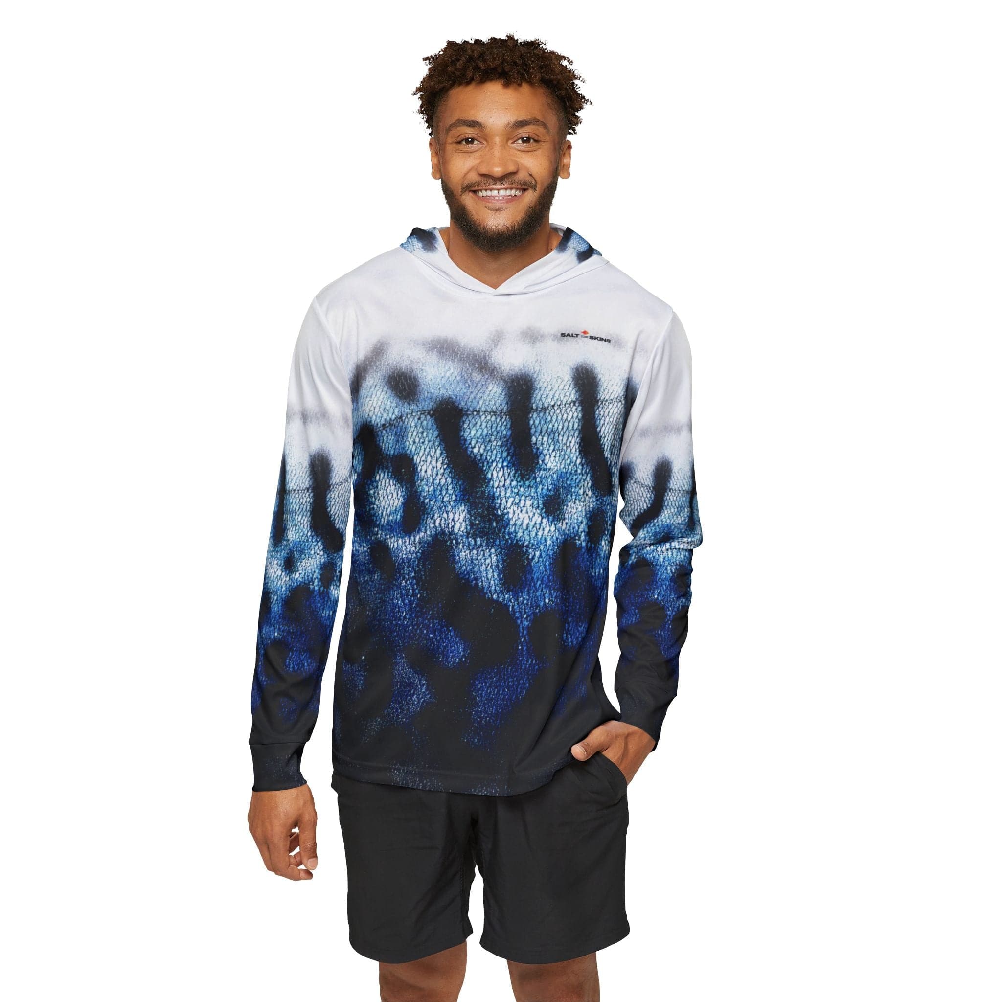 Salt Skins Men's Performance Hoodie Spanish Mackerel - The Ultimate Performance Men's Long Sleeve Fishing Shirt