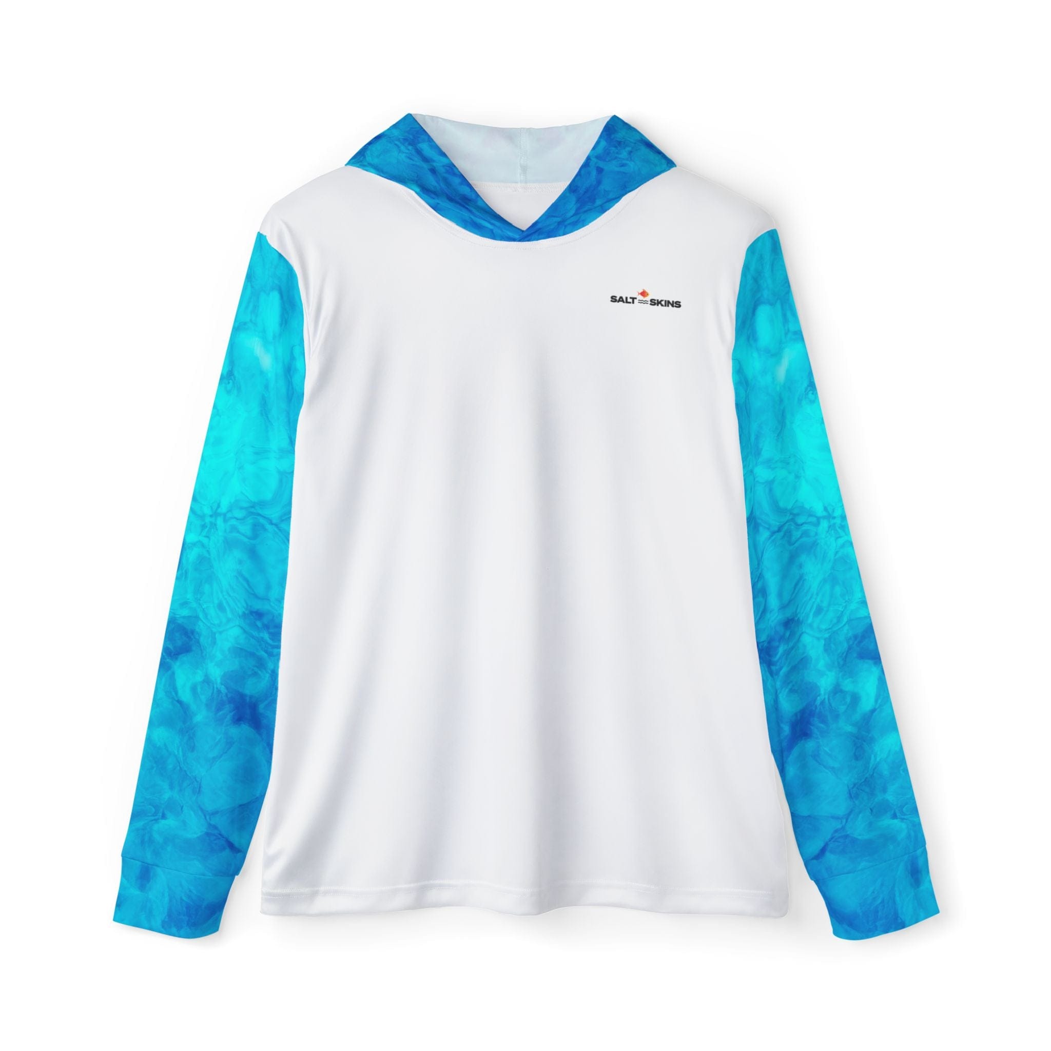 Salt Skins Men's Performance Hoodie XS / Aqua Blue Reef Water Florida Keys II - The Ultimate Performance Men's Long Sleeve Fishing Shirt