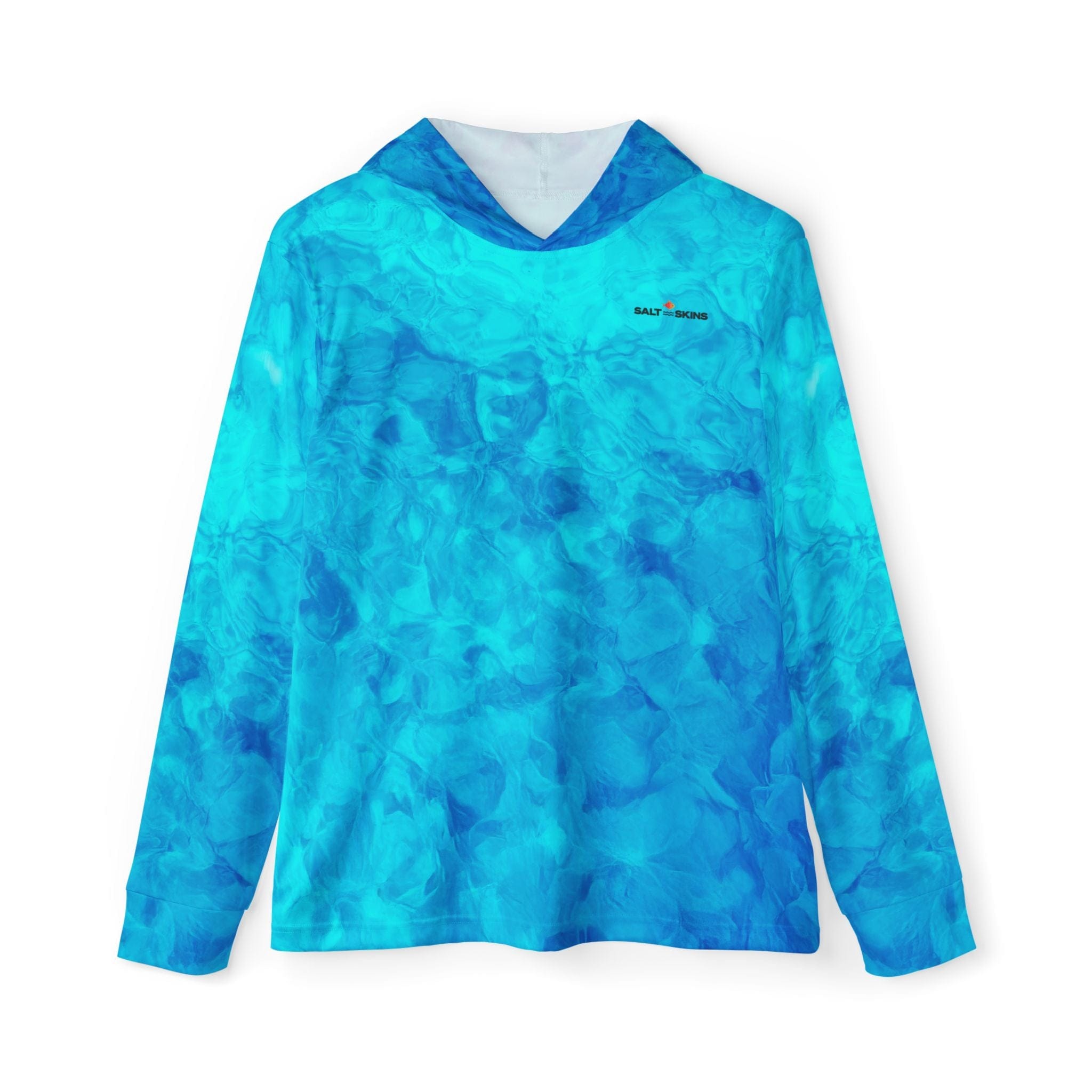 Salt Skins Men's Performance Hoodie XS / Aqua Blue Reef Water Florida Keys - The Ultimate Performance Men's Long Sleeve Fishing Shirt