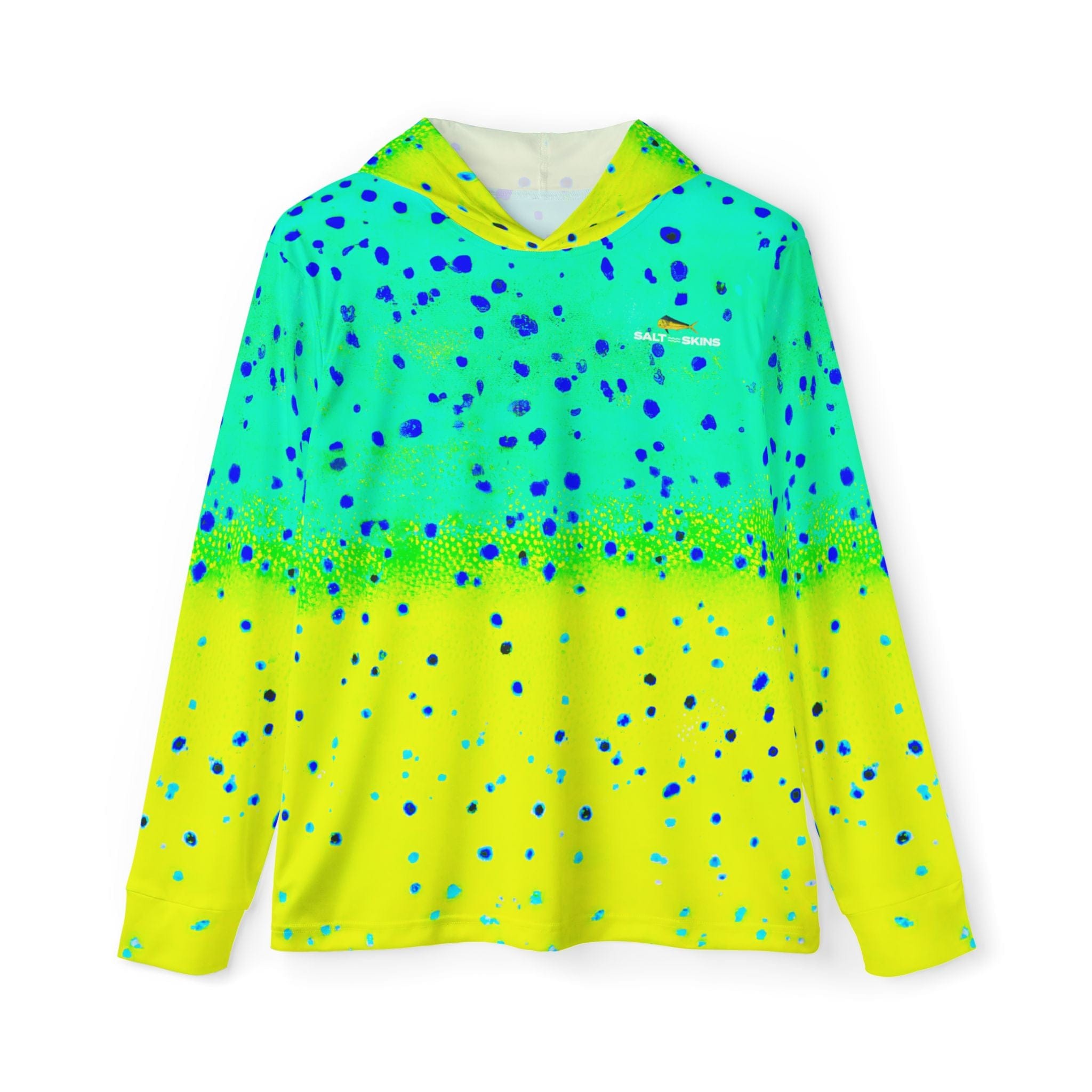 Salt Skins Men's Performance Hoodie XS / Green & Yellow New Mahi Turquoise Captains Series II - The Ultimate Performance Men's Long Sleeve Fishing Shirt