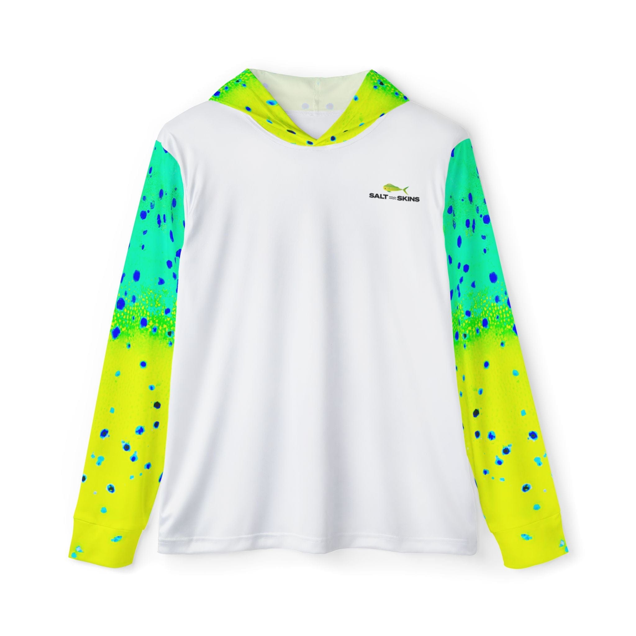 Salt Skins Men's Performance Hoodie XS / Green & Yellow New Mahi Turquoise Captains Series - The Ultimate Performance Men's Long Sleeve Fishing Shirt