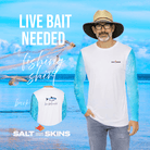 Salt Skins Men's Performance Shirt XS / Aqua Blue Live Bait Needed Long Sleeve Men's Fishing Shirt Aqua Blue