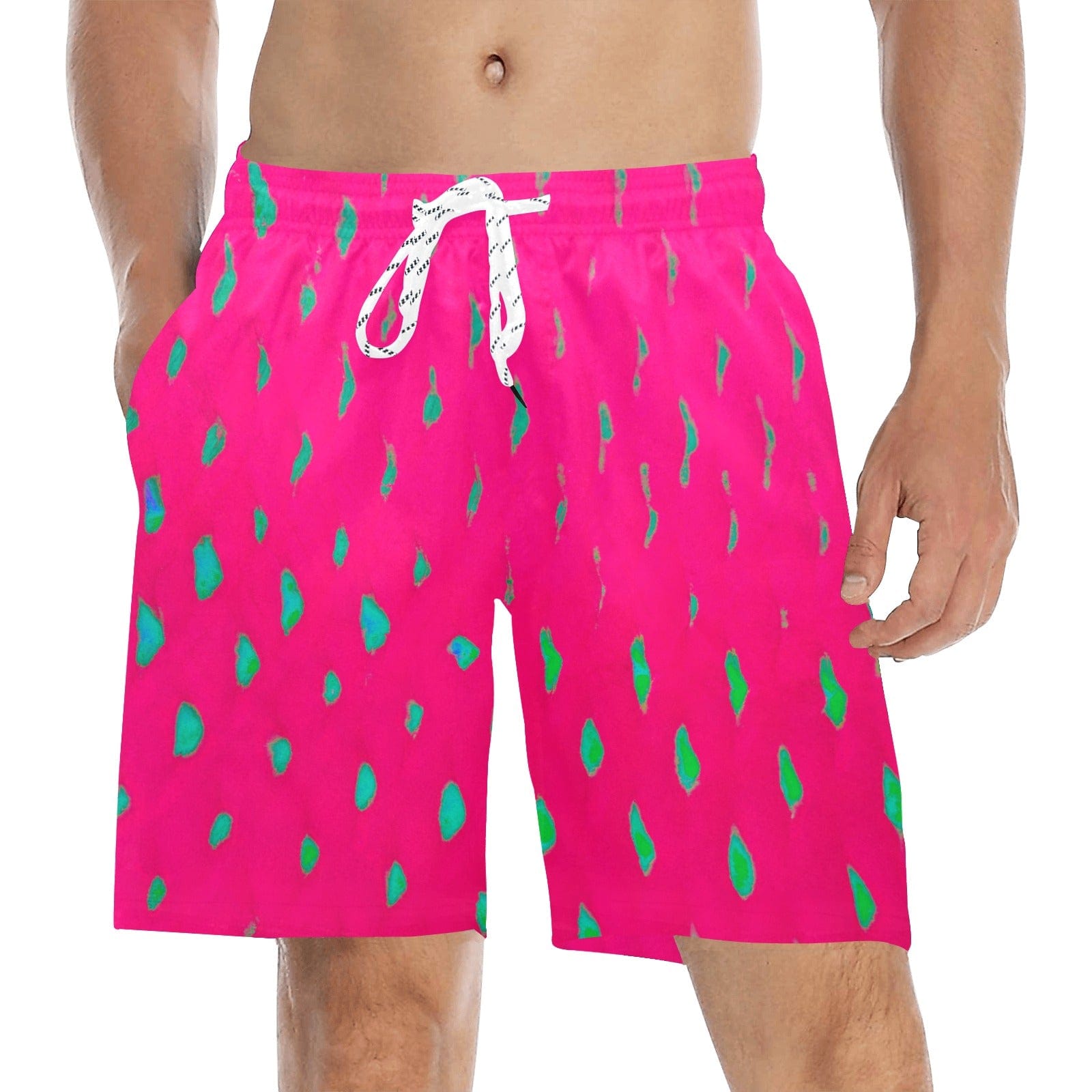 Salt Skins Men's Swim Shorts Hot Pink / XS Jupiter Pulse Men's Mid-Length Swim Shorts