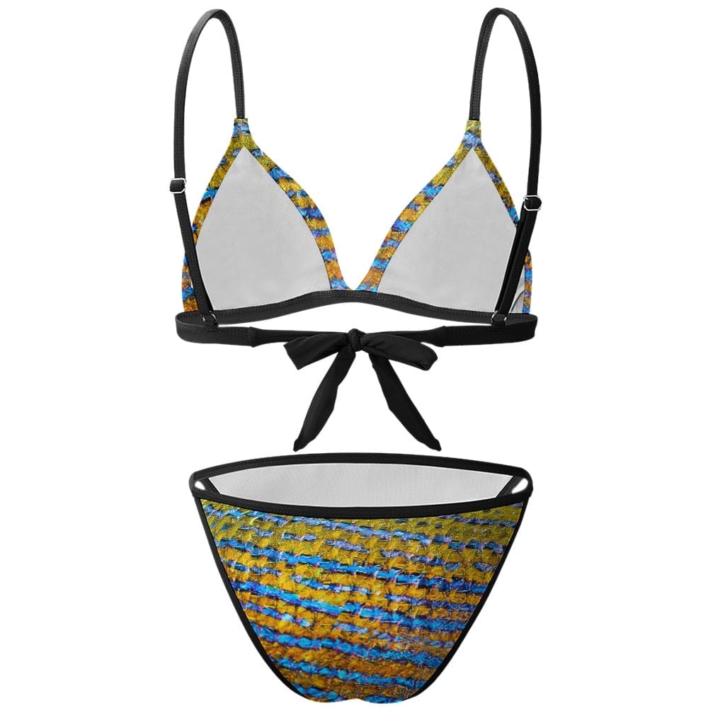 Salt Skins Two Piece Women's Bikini Blue Striped G String Women's Two Piece Bikini Swimsuit