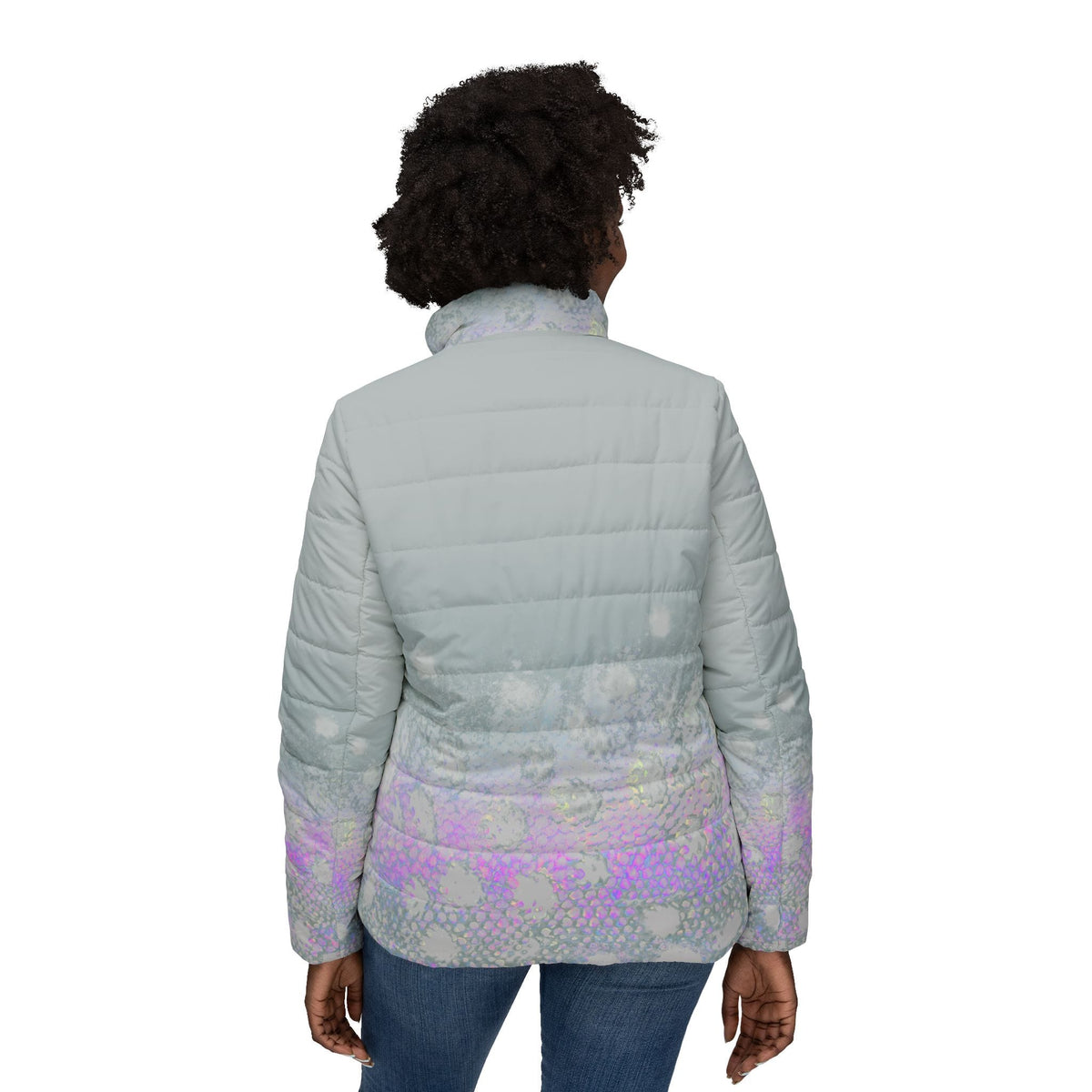 Women's Jacket Colorado Women Flyfishers Brown Trout Puffer Jacket in Grey Salt Skins Apparel