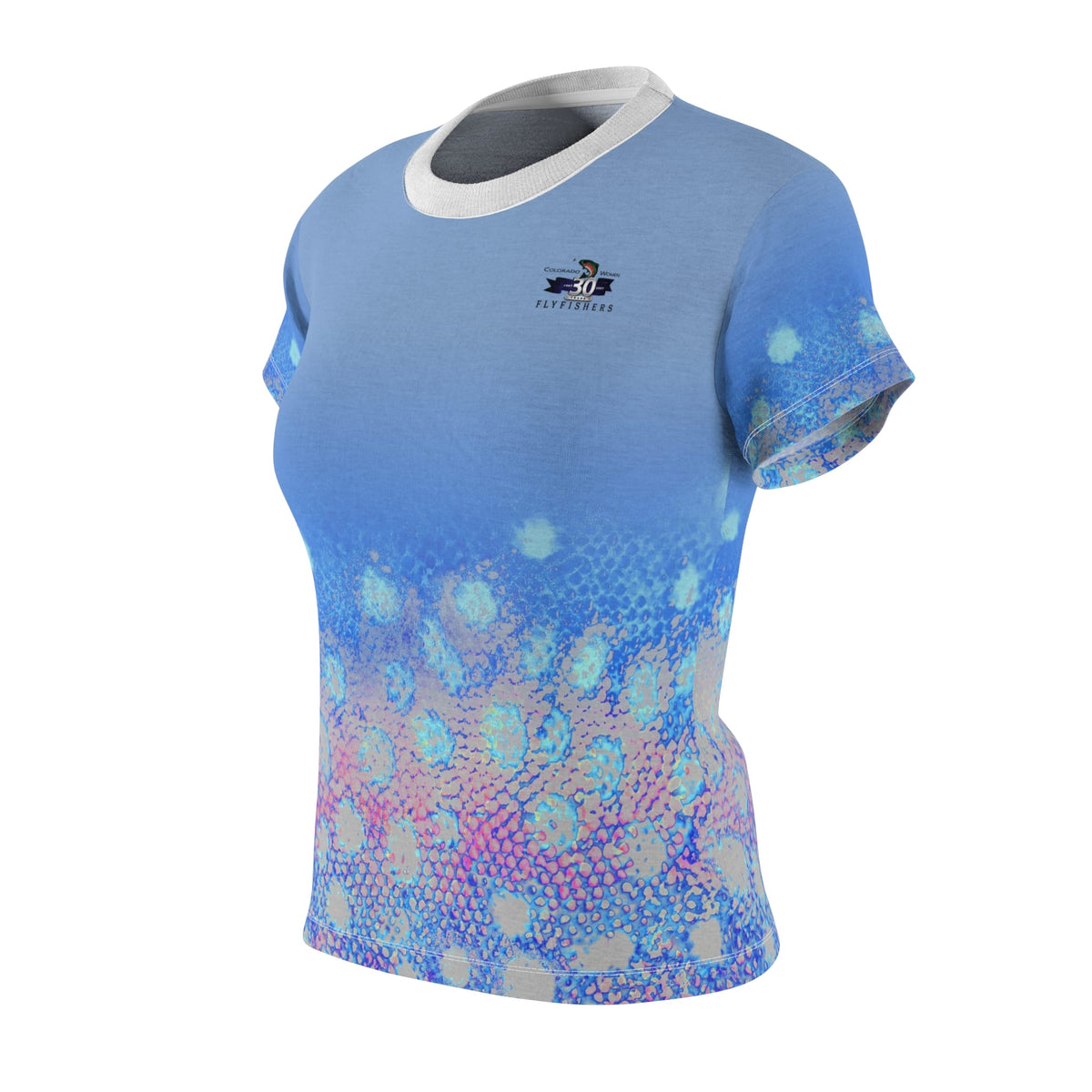 Women's Performance T-Shirt Colorado Women Flyfishers Purple Brown Trout Tee by Salt Skins Salt Skins Apparel