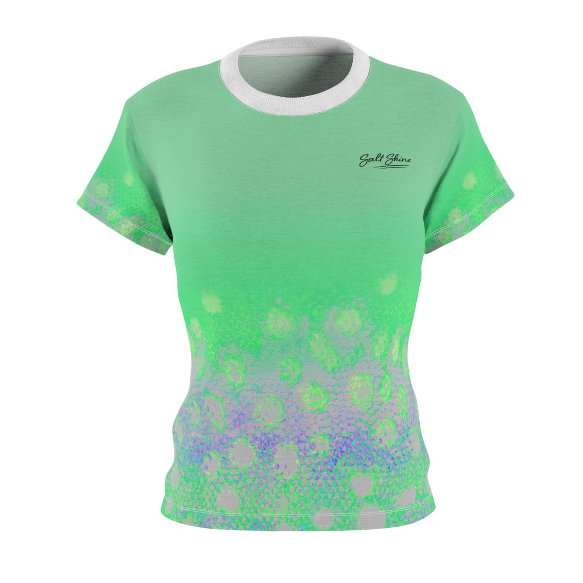 Women's Performance T-Shirt XS / White stitching / 4 oz. Brown Trout Performance Tee in Brilliant Green Salt Skins Apparel
