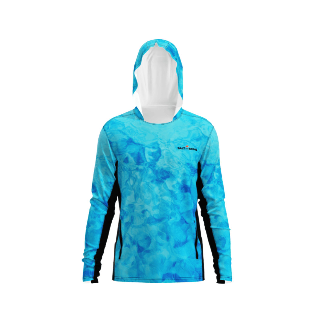 Salt Skins Men's Performance Hoodie Reef Water Blue / S Reef Water Side Vent Fishing Hoodie with Pockets