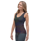 A girl stands against a clean, white background, wearing a sleek black yoga and workout top that fits her comfortably. The top accentuates her athletic figure and features modern design elements, making it suitable for both exercise and casual wear.