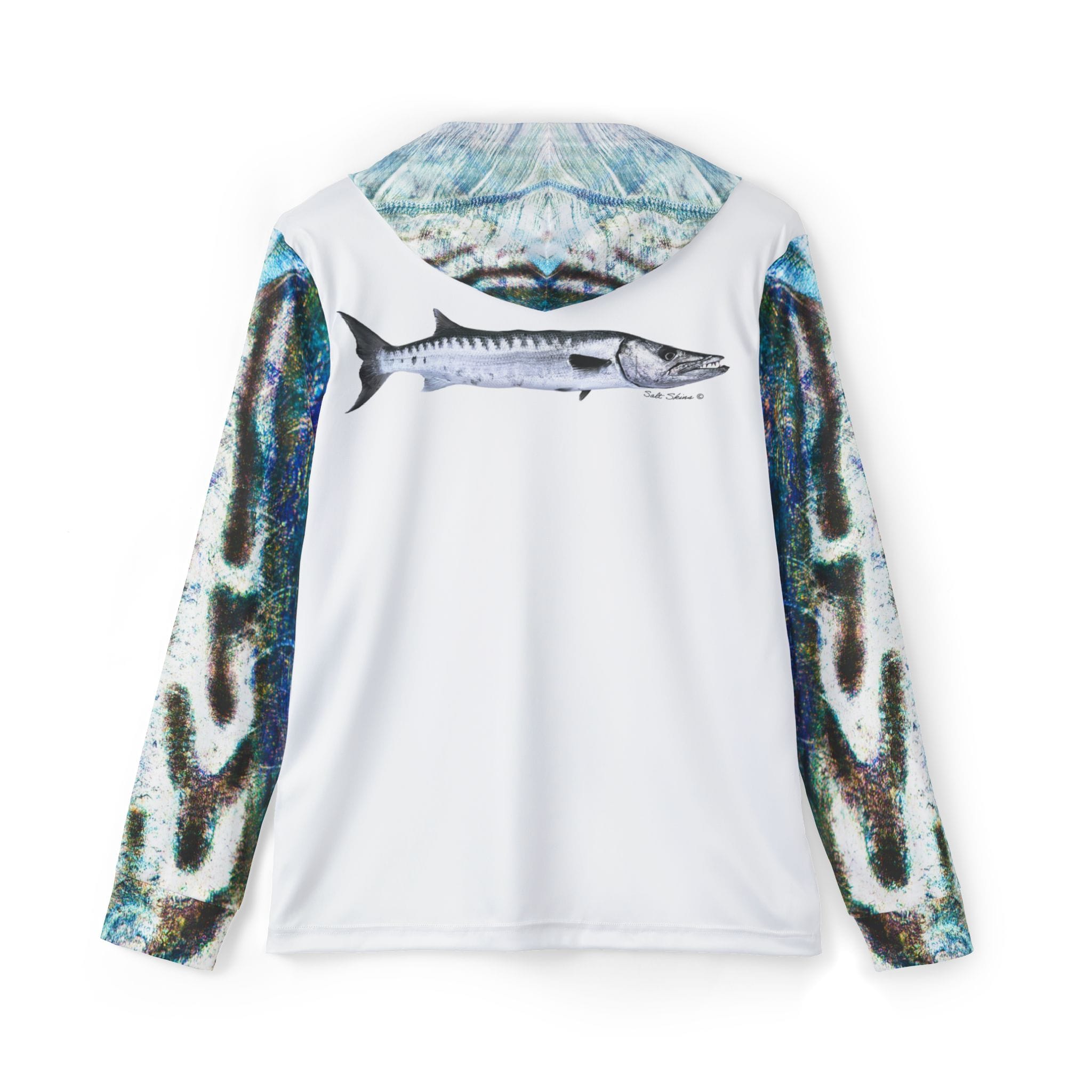 Salt Skins Men's Performance Hoodie Barracuda Blue Captains Series II Long Sleeve Performance Hoodie