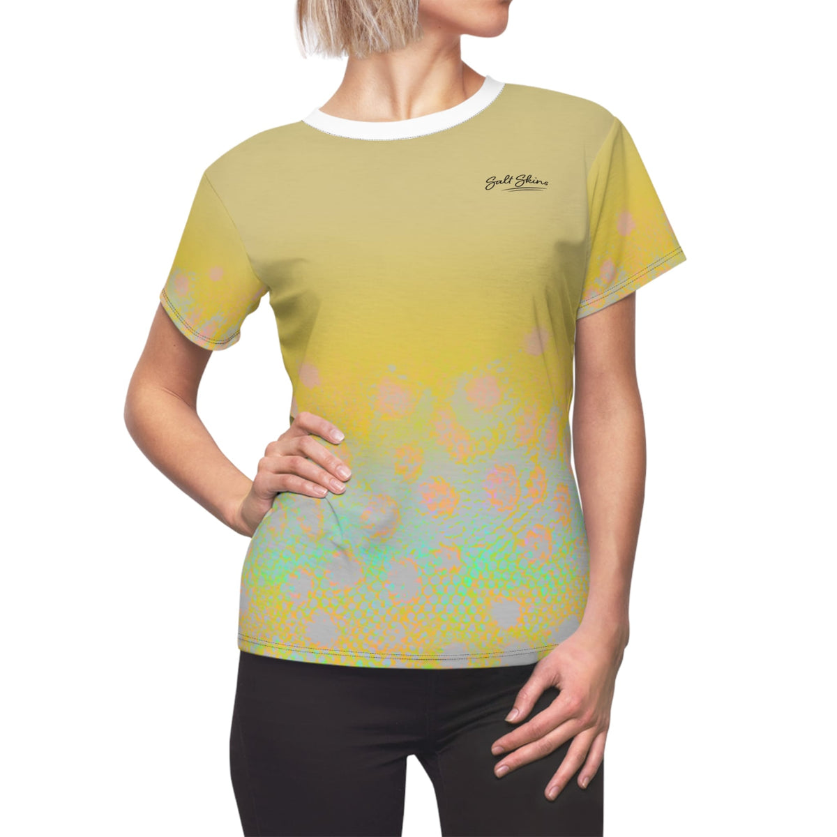 All Over Prints Brown Trout Performance Tee in Gold Salt Skins Apparel