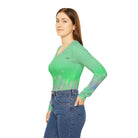 All Over Prints Colorado Women Flyfishers Green Brown Trout V-Neck Long Sleeve by Salt Skins Salt Skins Apparel