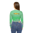 All Over Prints Colorado Women Flyfishers Green Brown Trout V-Neck Long Sleeve by Salt Skins Salt Skins Apparel