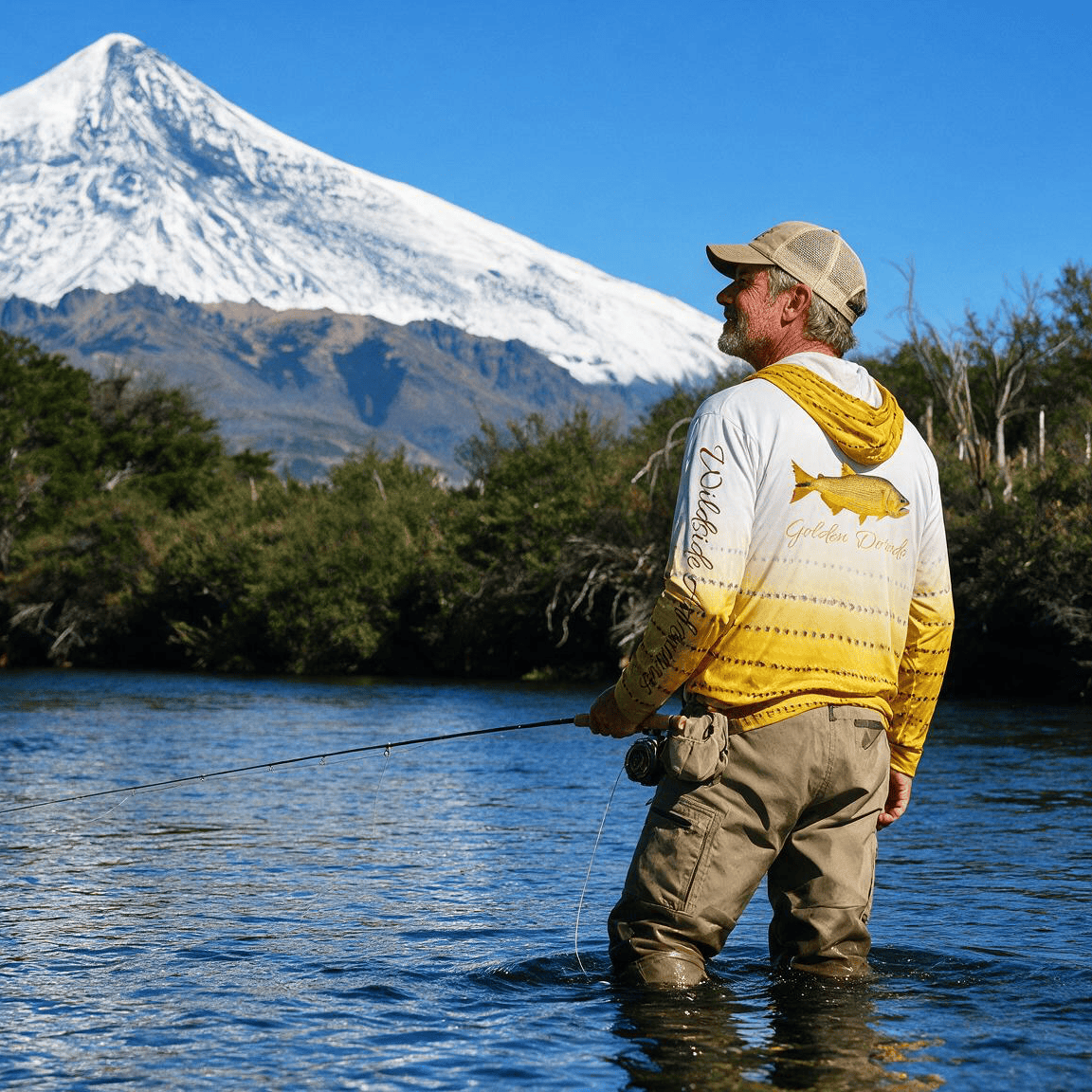 Printify All Over Prints Wildside Adventures Golden Dorado Edition - Men's Performance Long Sleeve Fishing Hoodie