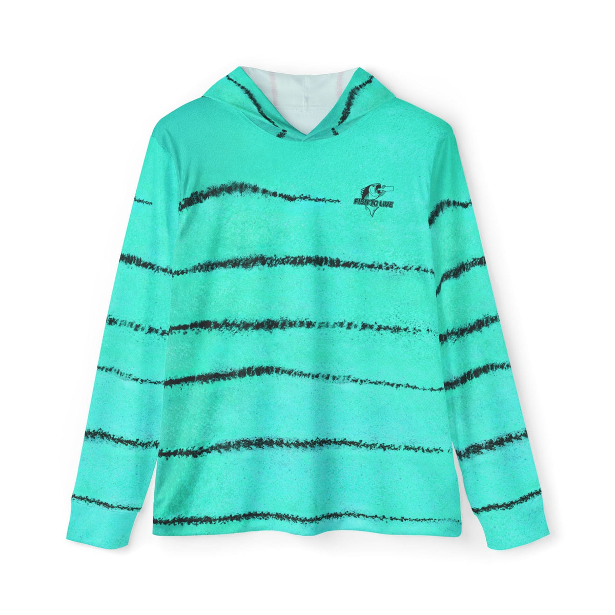All Over Prints XS Fishaholic Seafoam Green Striper Performance Hoodie Salt Skins Apparel