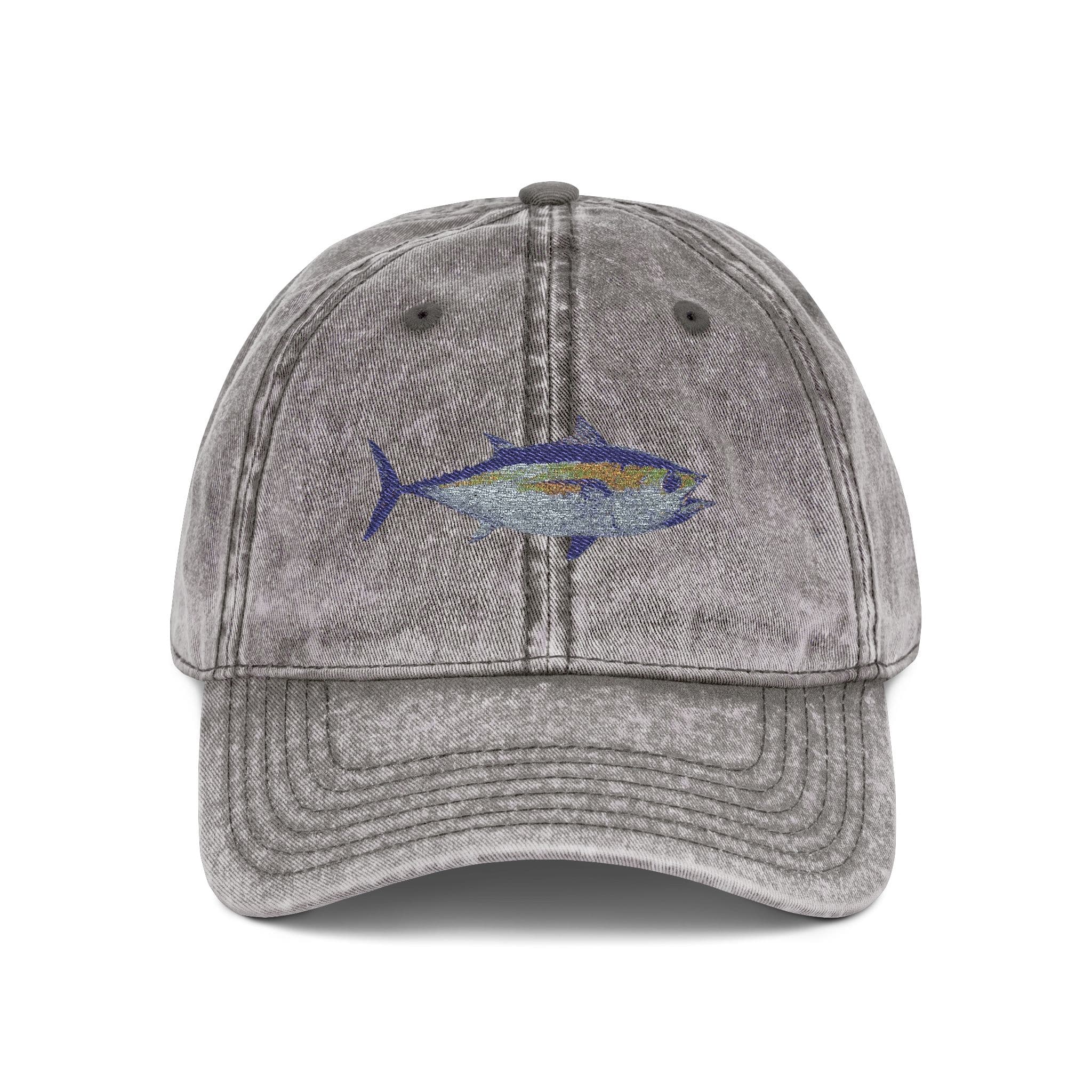 Salt Skins Hats One size / Ash Grey Black Tuna Embroidered Vintage Fish Cap by Salt Skins Apparel