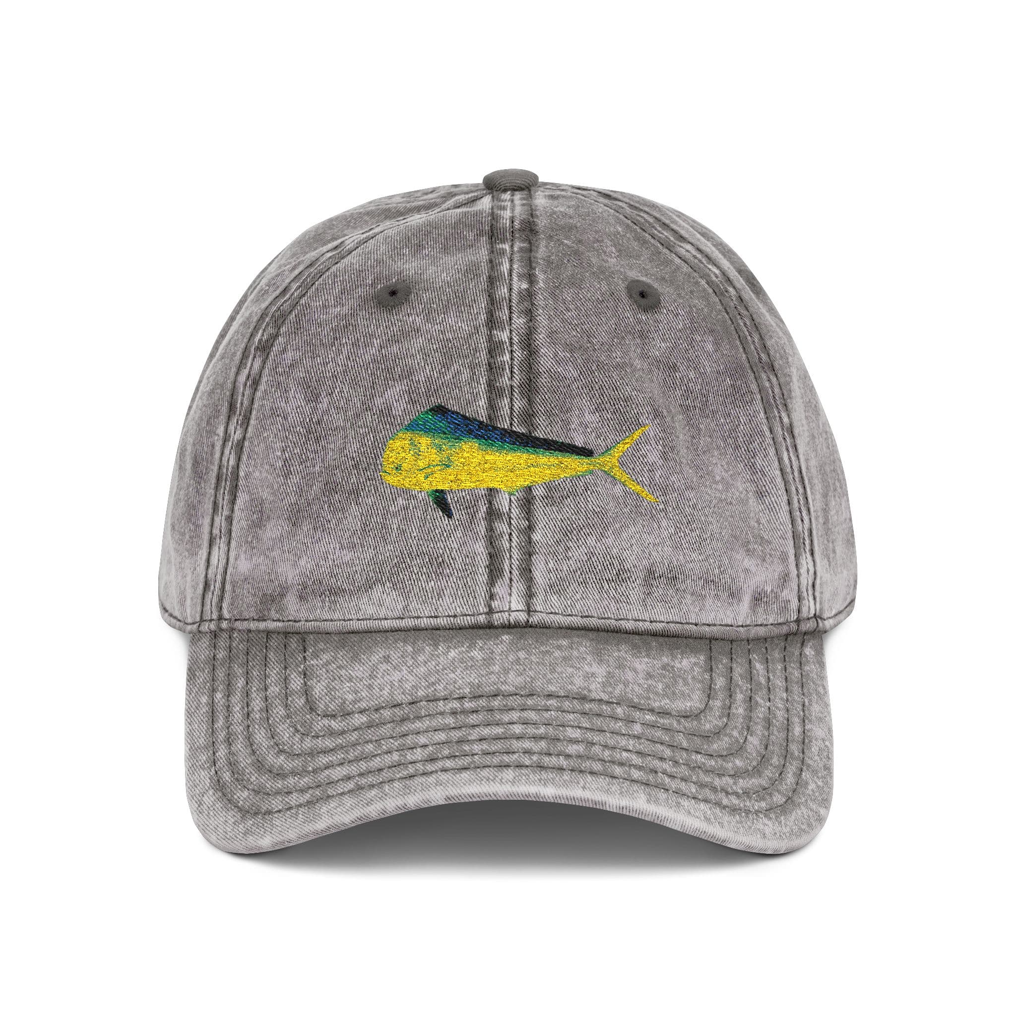 Salt Skins Hats Ash Grey / One size Mahi Embroidered Vintage Fish Cap by Salt Skins Apparel