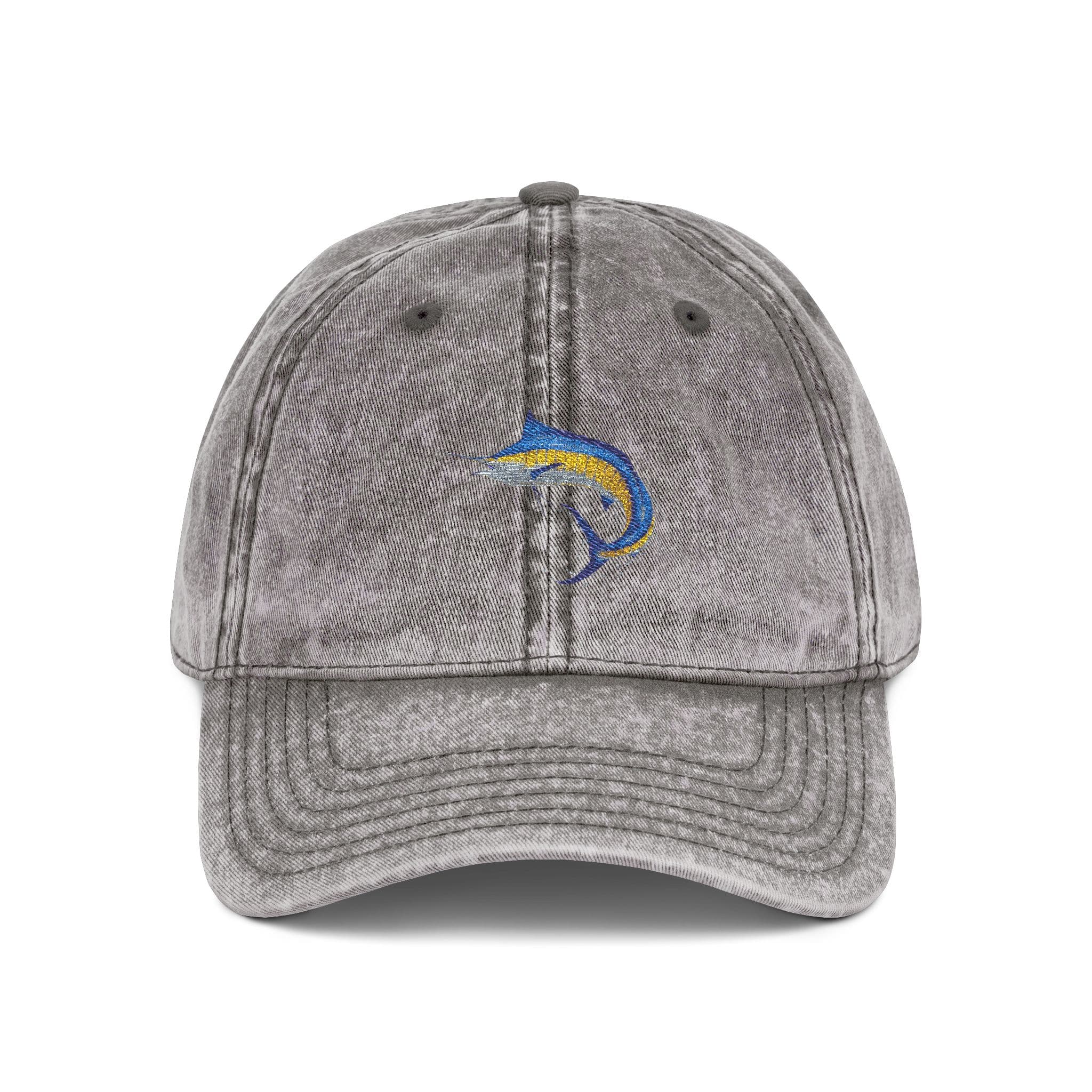 Salt Skins Hats Grey / One size Blue Marlin Embroidered Vintage Fish Cap by Salt Skins Apparel
