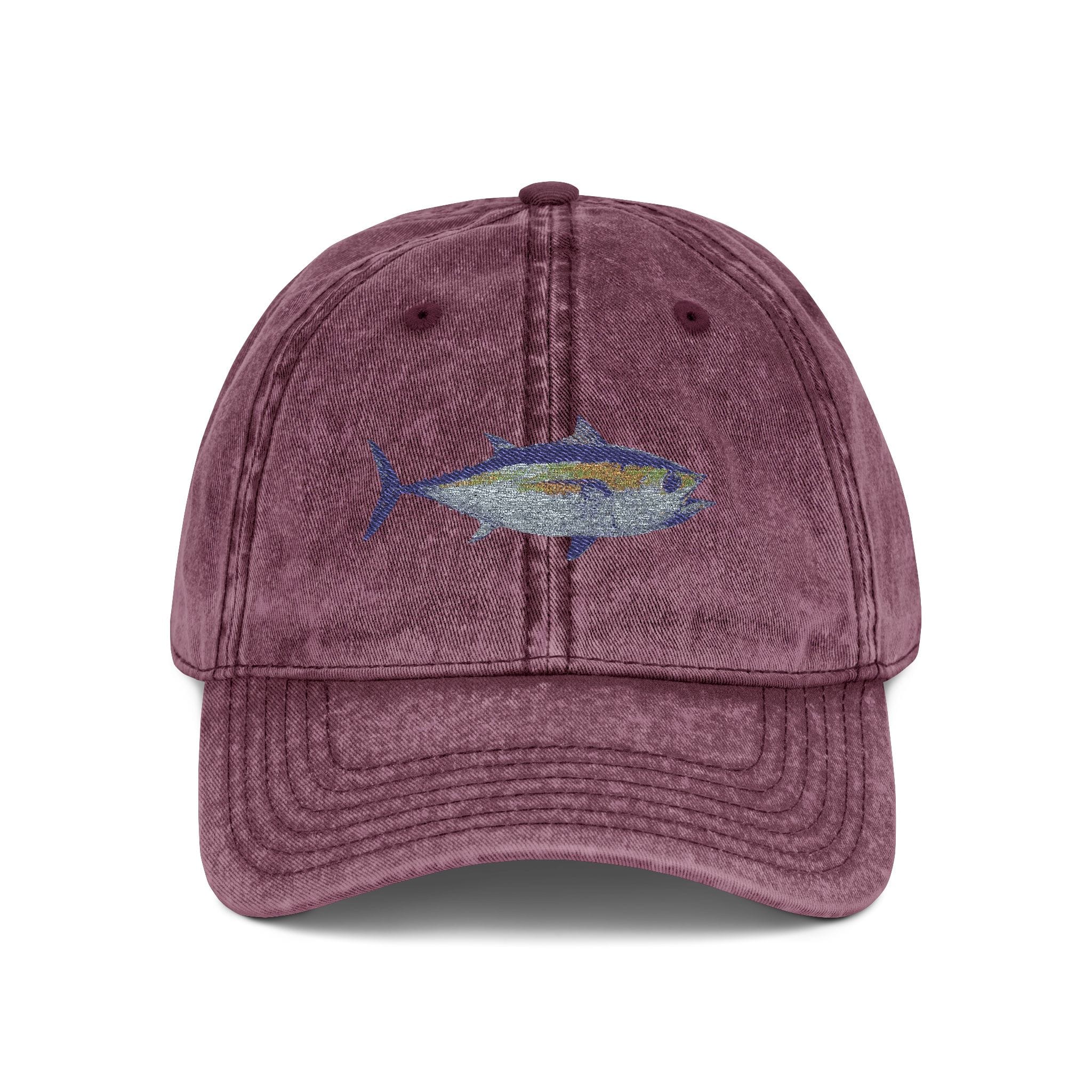 Salt Skins Hats One size / Maroon Black Tuna Embroidered Vintage Fish Cap by Salt Skins Apparel