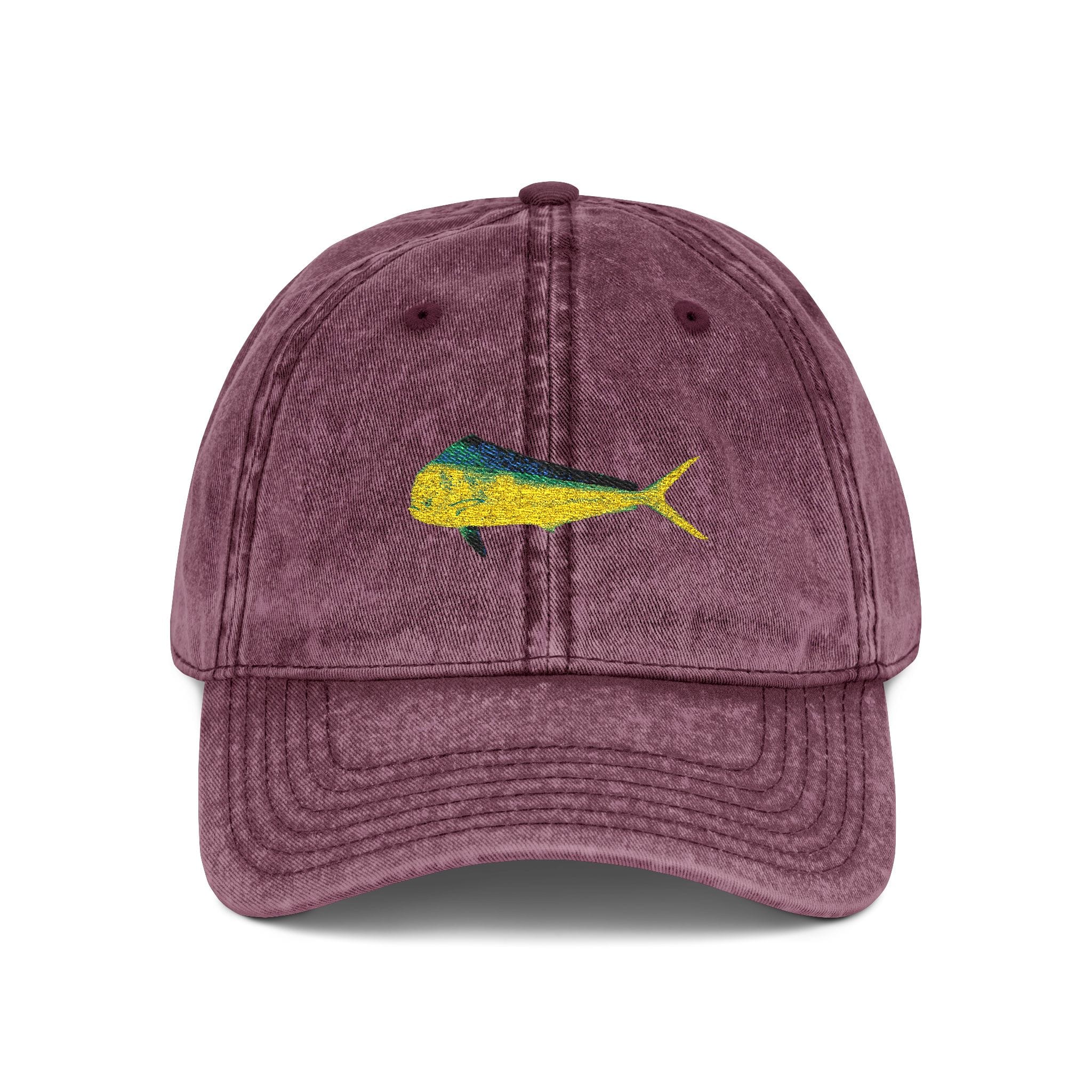 Salt Skins Hats Maroon / One size Mahi Embroidered Vintage Fish Cap by Salt Skins Apparel