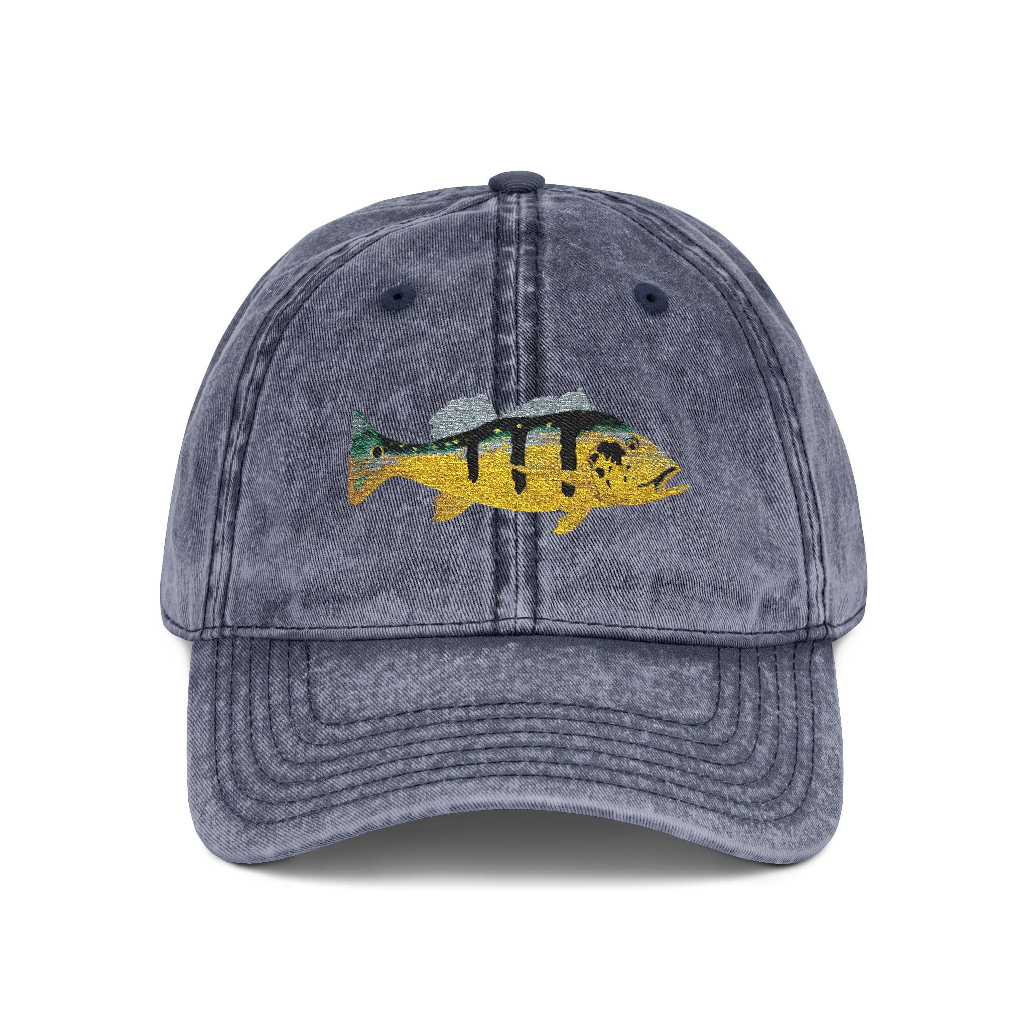 Salt Skins Hats Navy / One size Peacock Bass Embroidered Vintage Fish Cap by Salt Skins Apparel
