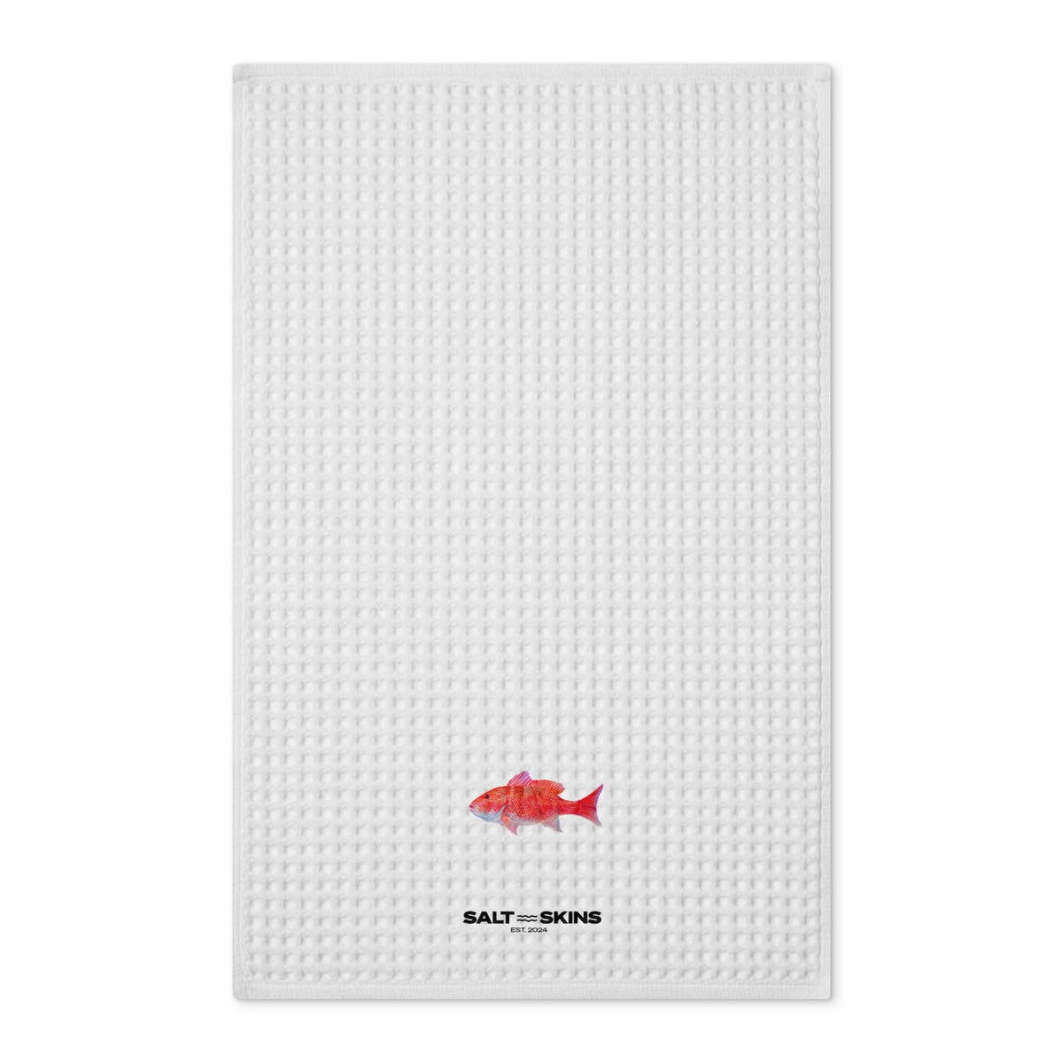 Home Decor 16'' x 25'' / White Red Snapper Waffle Tea Towel Salt Skins