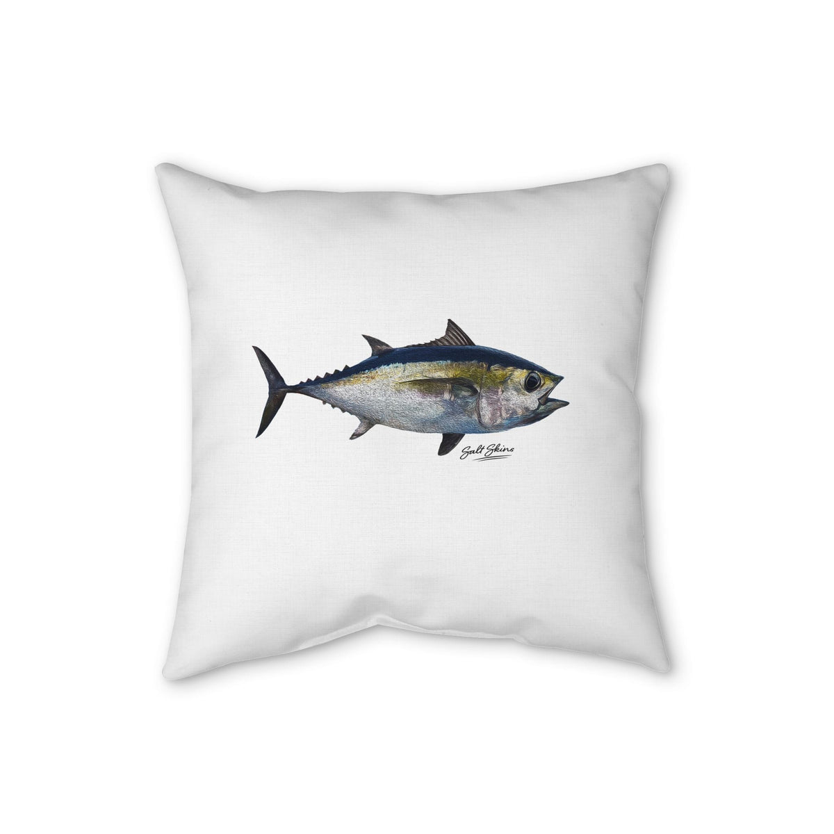 Home Decor 18" × 18" Blackfin Tuna Faux Linen Pillow by Salt Skins Salt Skins