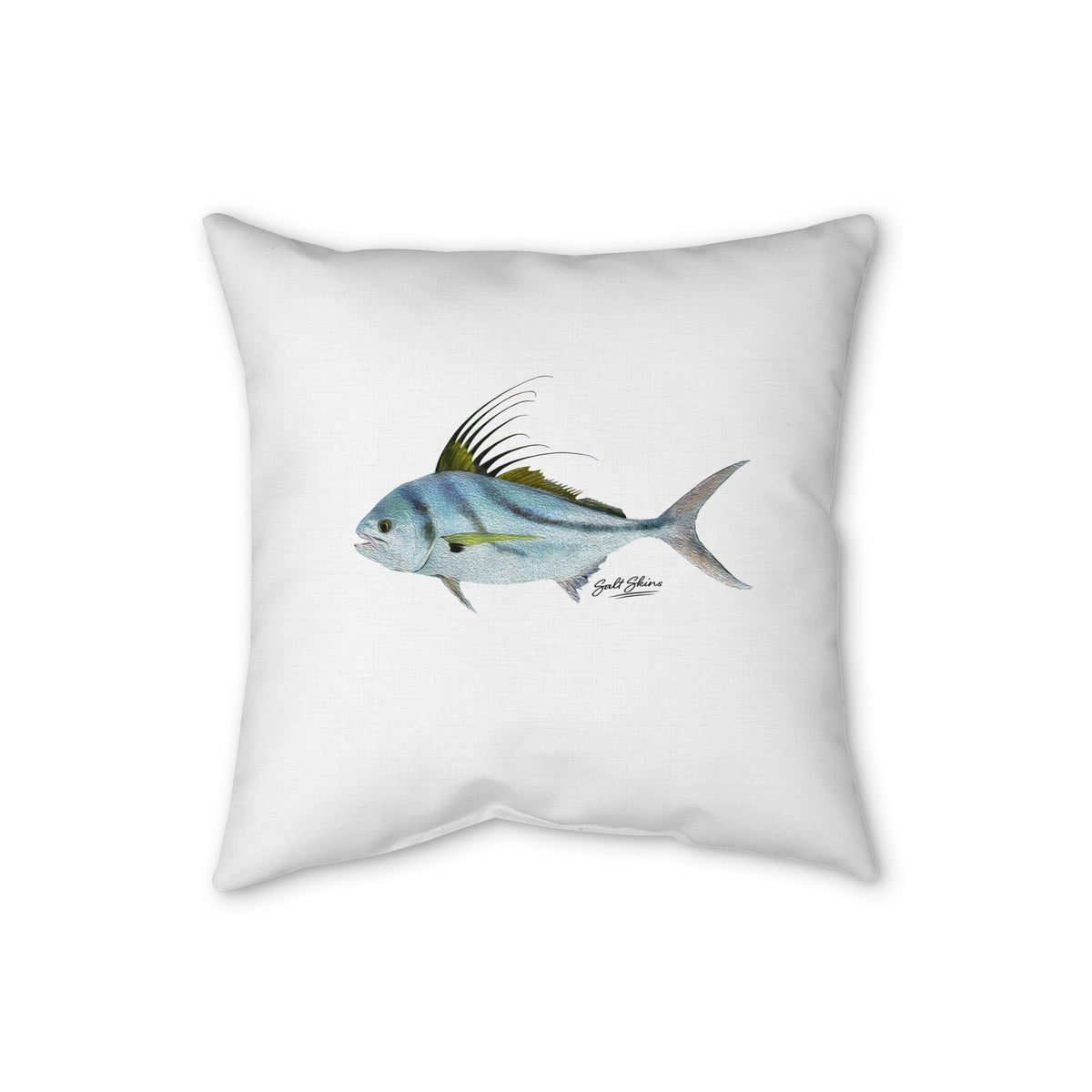 Home Decor 20" × 20" Rooster Fish Faux Linen Pillow by Salt Skins Salt Skins