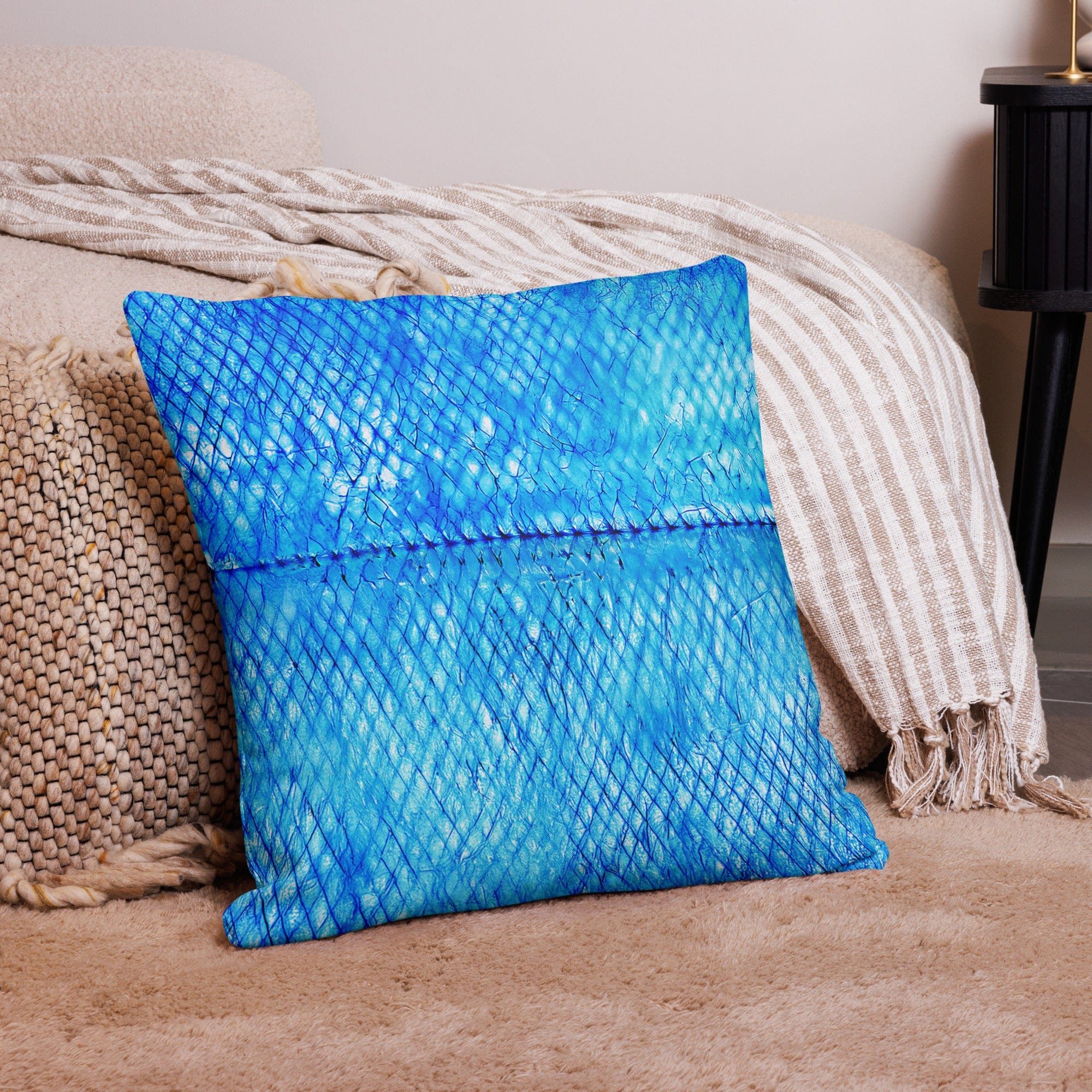 Salt Skins Home Decor Sea Angler Collection Blue Mackerel - Throw Pillow