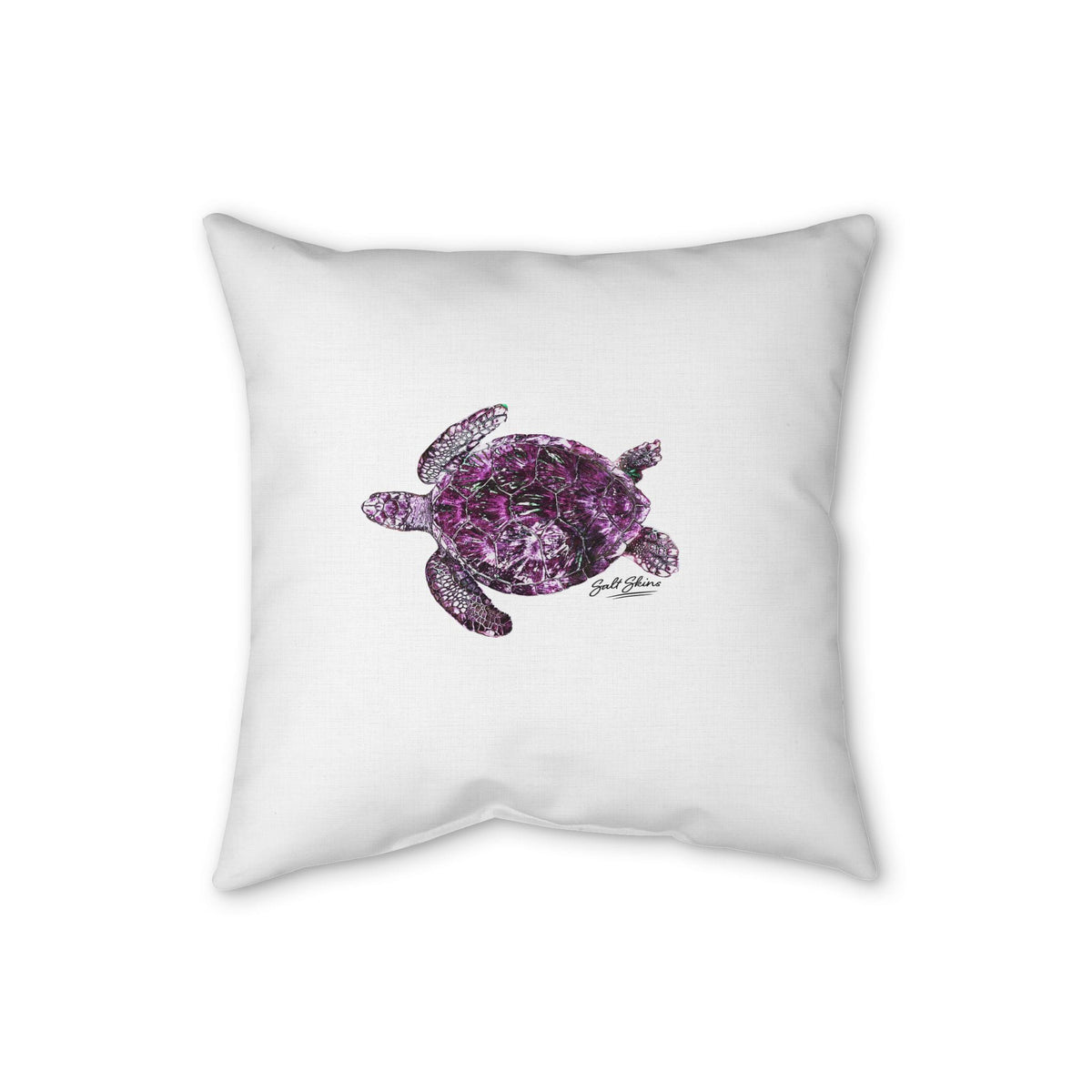 Home Decor White / 18" × 18" Sea Turtle Faux Linen Pillow by Salt Skins Salt Skins