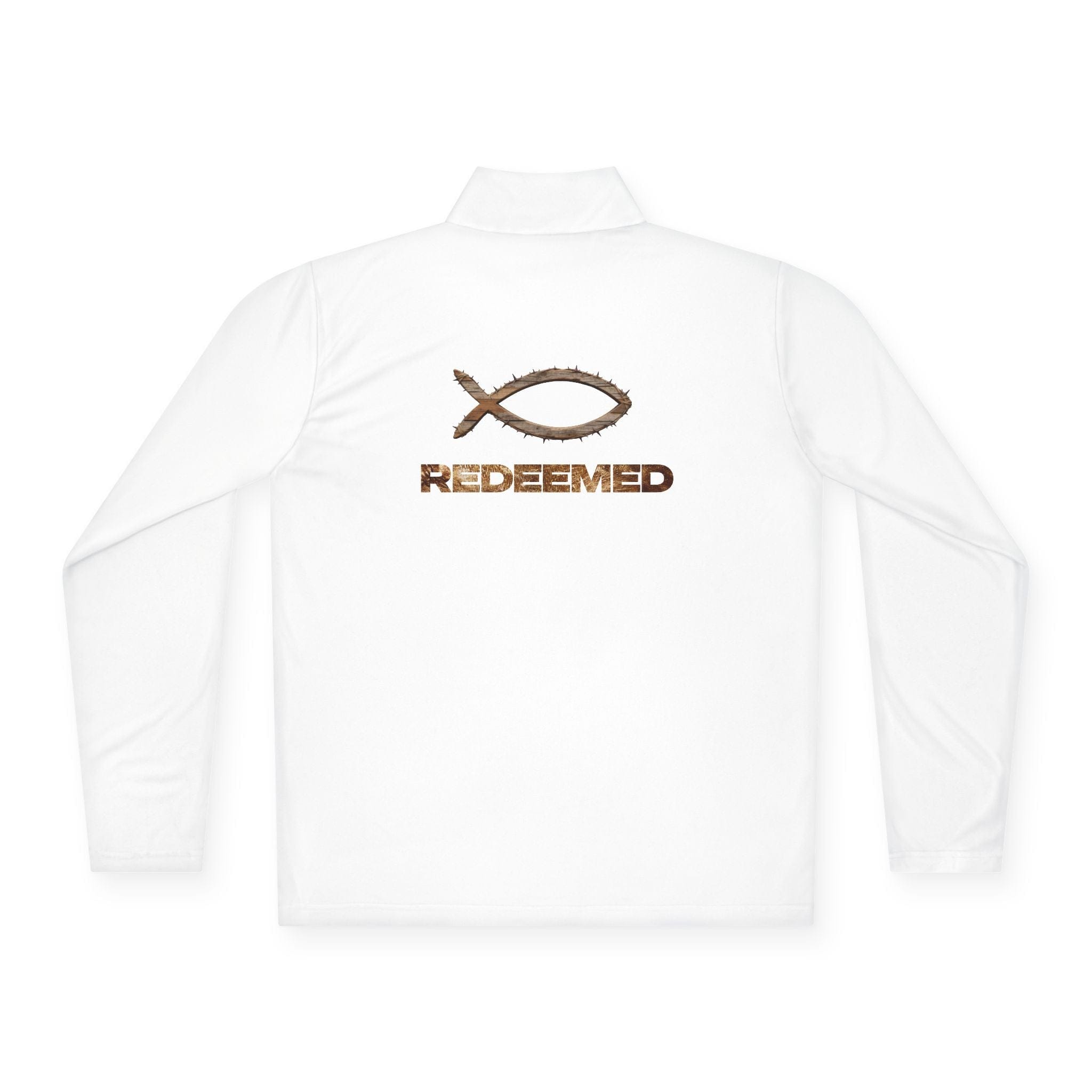 Long-sleeve "Redeemed" Ichthus Fish Quarter Zip Pullover Salt Skins
