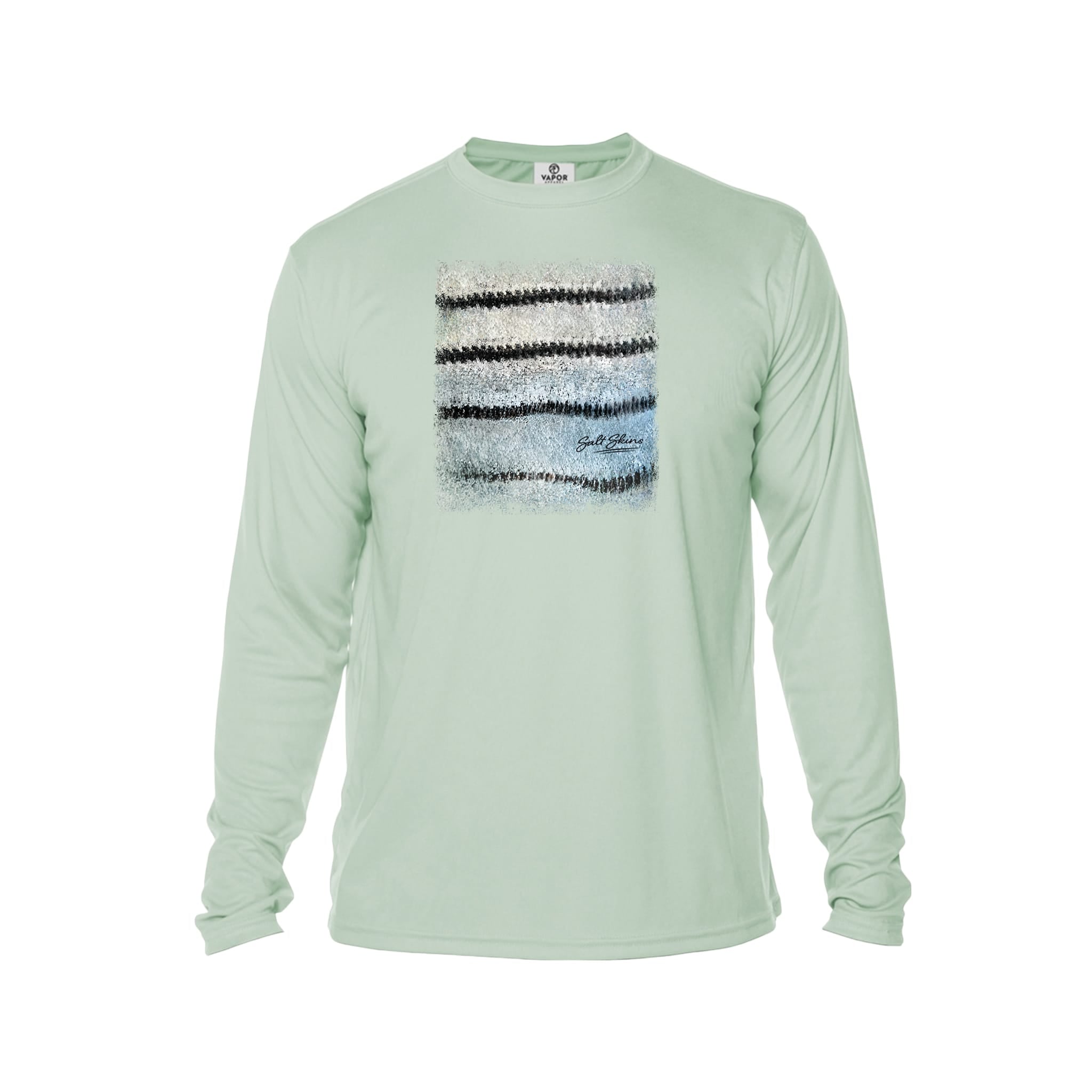 Printify Long-sleeve Seagrass / XS Hybrid Striper Bass Men's Performance Fishing Crew Neck