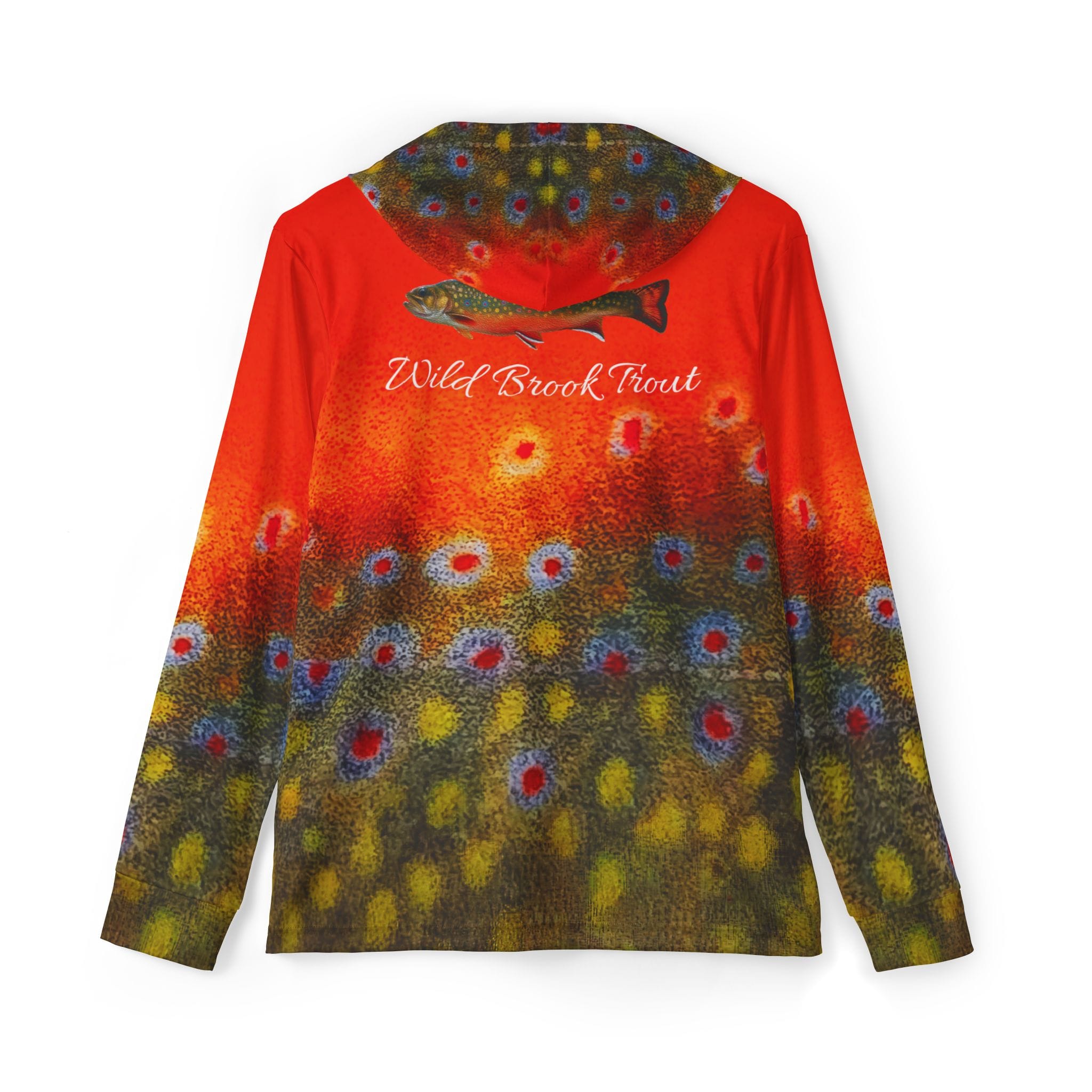 Men's Long Sleeve Hoodie Deep Orange / XS Hunter's Neon Brook Trout Performance Fishing Shirt