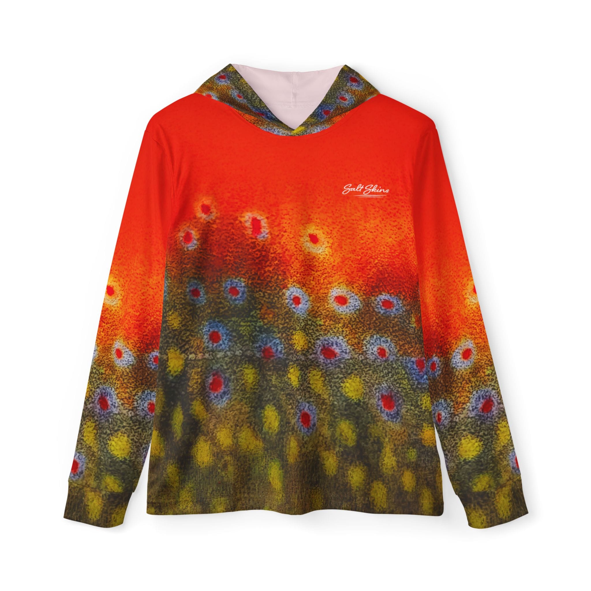 Men's Long Sleeve Hoodie Hunter's Neon Brook Trout Performance Fishing Shirt