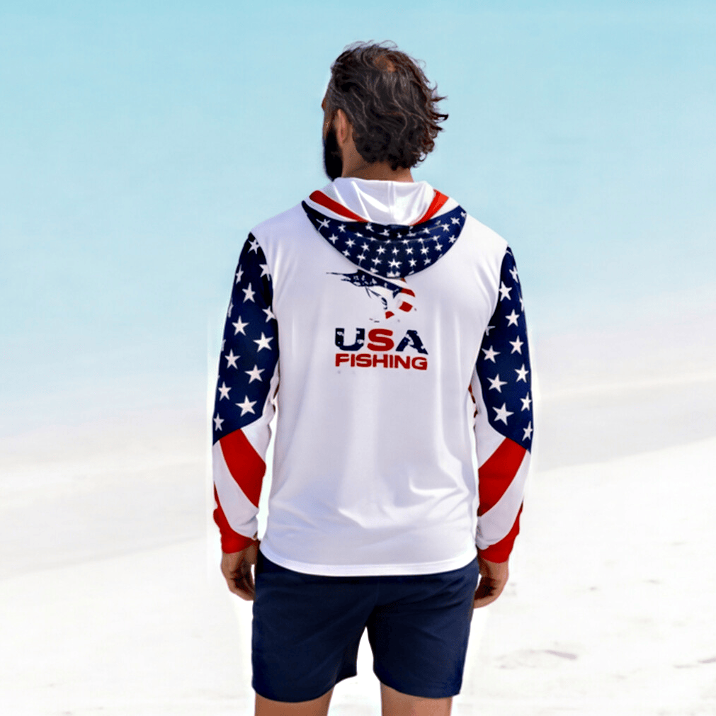 Salt Skins Men's Long Sleeve Hoodie USA Marlin Men's Performance Hoodie - NEW