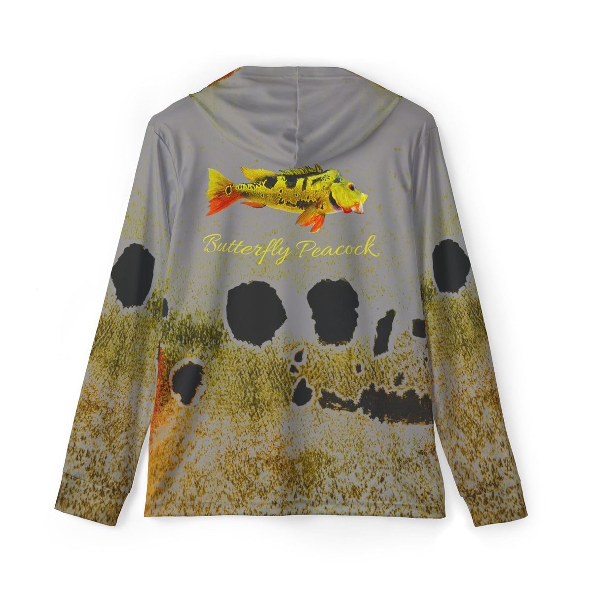 Men's Long Sleeve Hoodie Wildside Butterfly Peacock Bass Performance Fishing Shirt Salt Skins