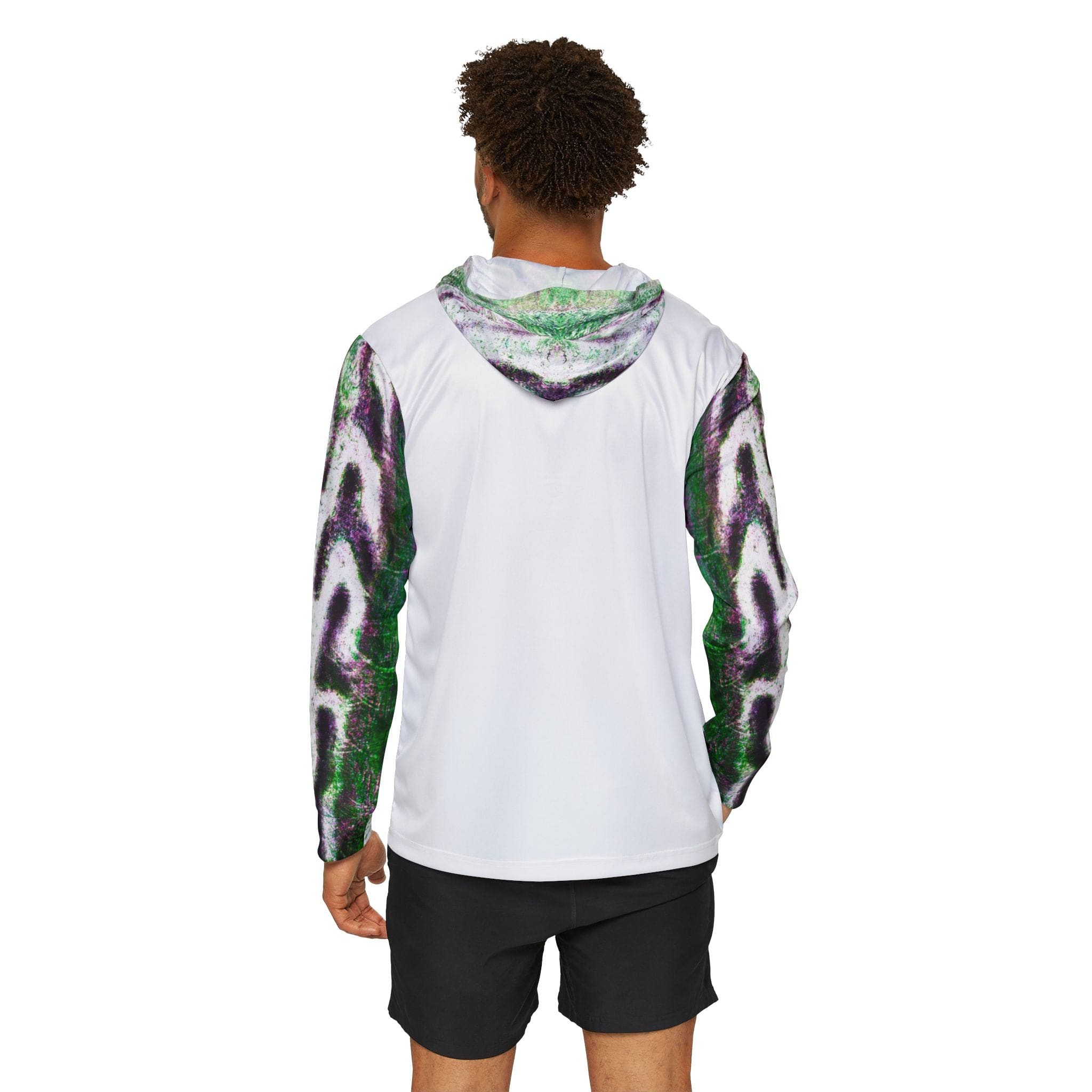 Salt Skins All Over Prints Barracuda Men's UPF +50 Long Sleeve Performance Hoodie Green