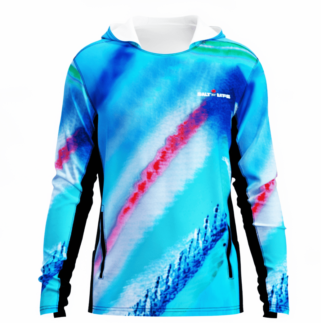 Salt Skins Men's Performance Hoodie Blue Parrot Vented Performance Hoodie With Pockets (b2b)