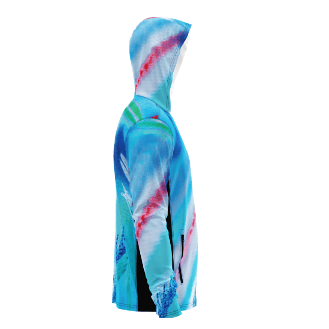 Salt Skins Men's Performance Hoodie Blue Parrot Vented Performance Hoodie With Pockets (b2b)