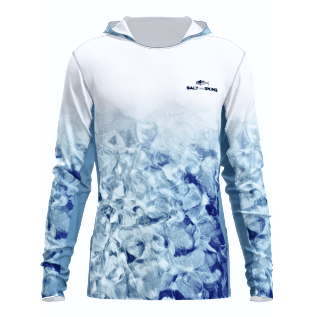 Salt Skins Men's Performance Hoodie Blue Reef Water Camo Side Vent Performance Hoodie (b2b)
