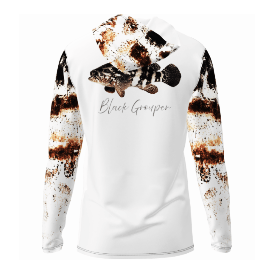 Salt Skins Men's Performance Hoodie Brown Camo / XS Black Grouper Men's Long Sleeve Performance Hoodie (b2b)