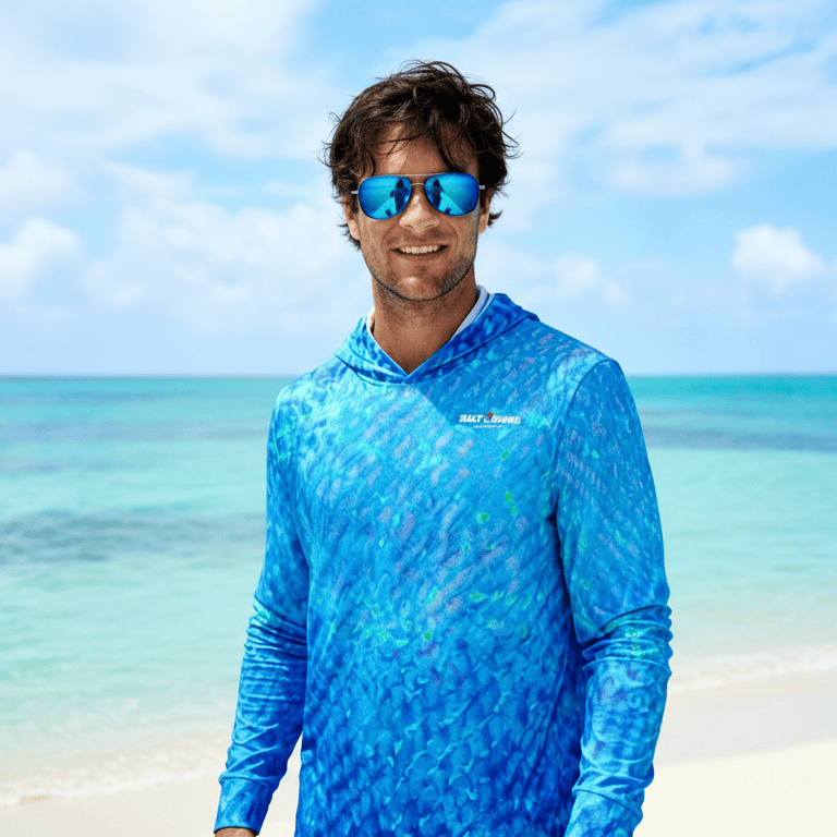 Men's Performance Hoodie Deep Blue Water Camo Performance Hoodie Salt Skins