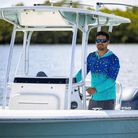 Salt Skins Men's Performance Hoodie Mahi Blue Ice Captains Series Men's Ultimate Performance Long Sleeve Fishing Shirt