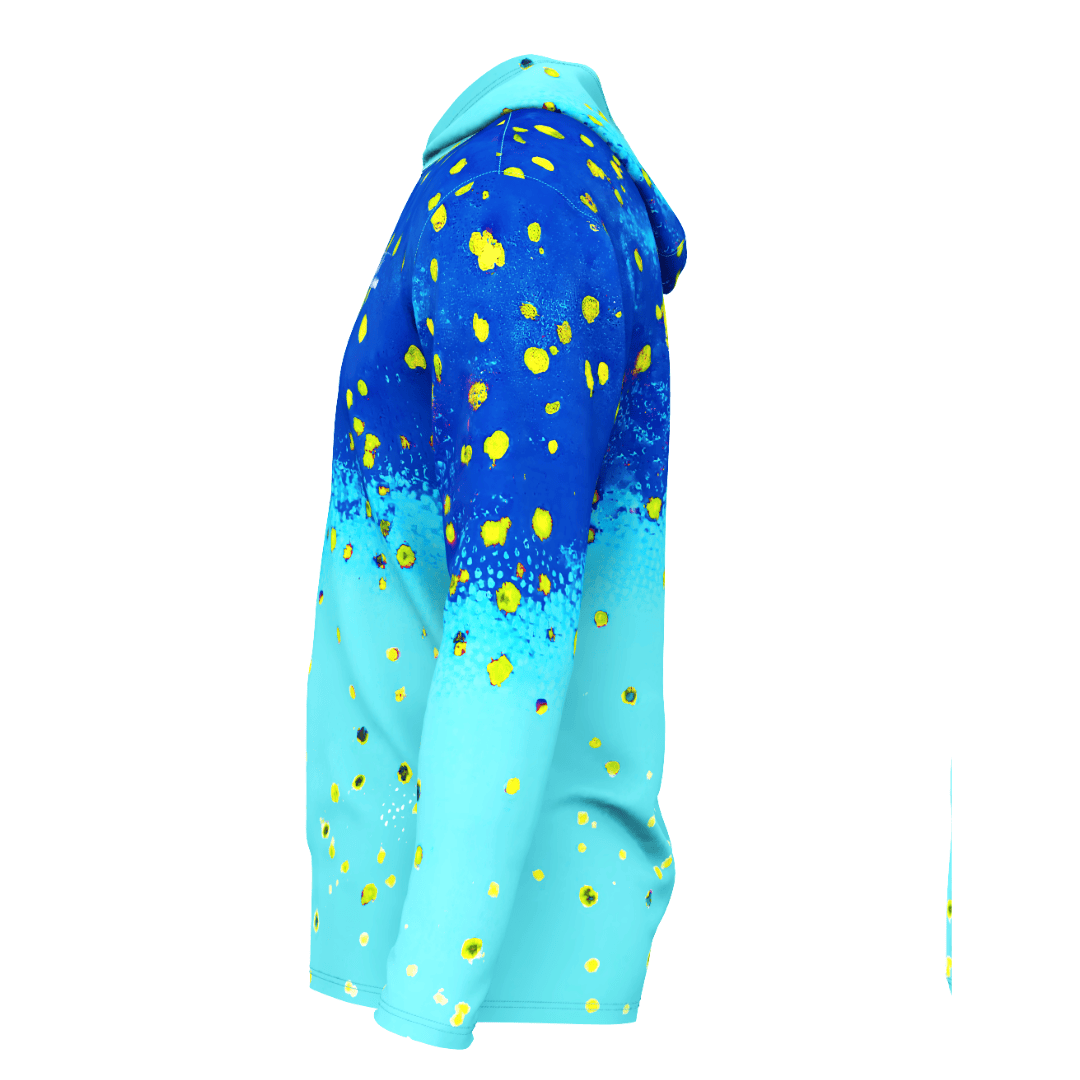 Salt Skins Men's Performance Hoodie Mahi Blue Ice Men's Long Sleeve Performance Fishing Shirt (b2b)