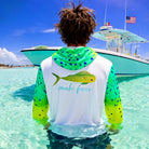 Salt Skins Men's Performance Hoodie Mahi Turquoise II Captains Series Men's Ultimate Performance Long Sleeve Fishing Shirt