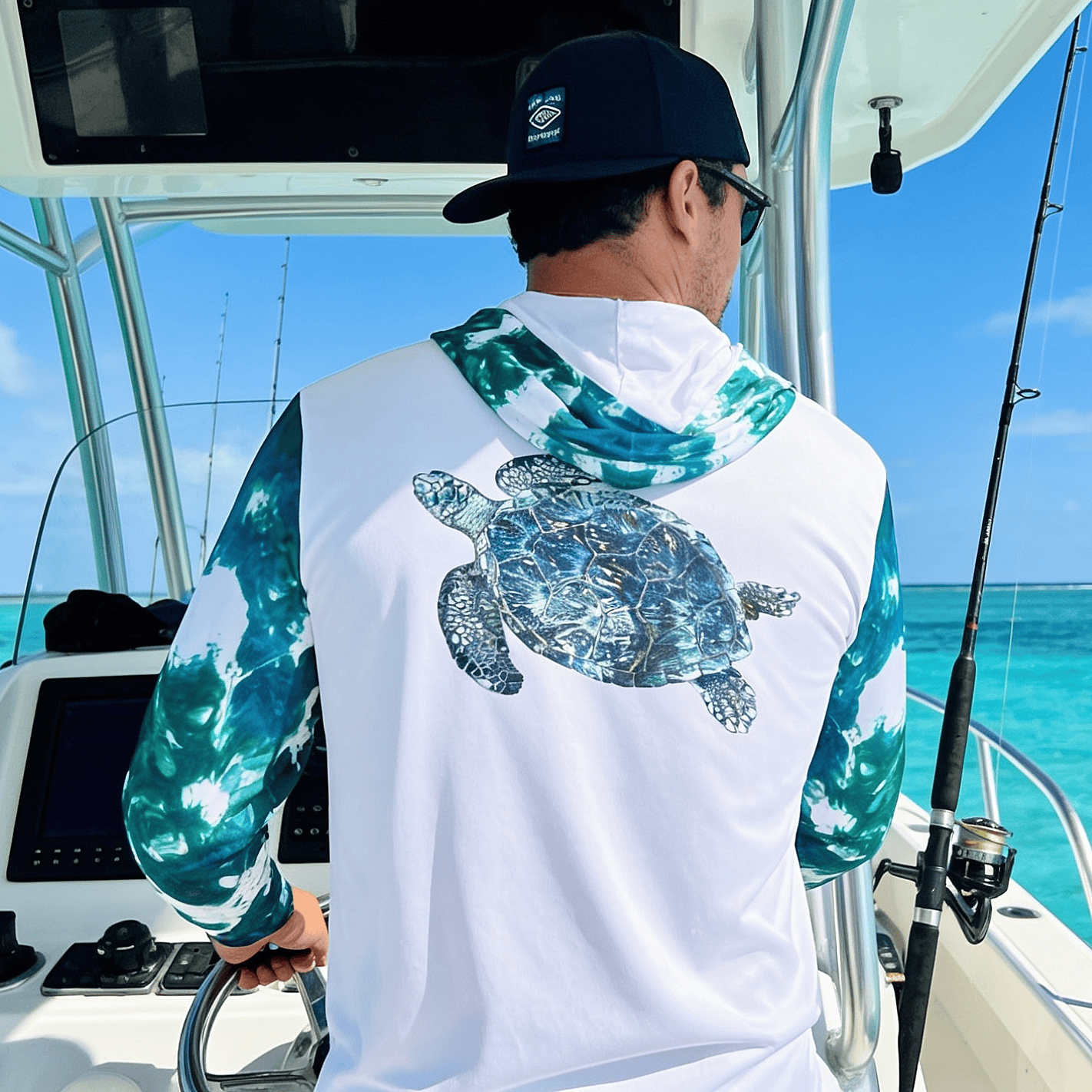 Salt Skins Men's Performance Hoodie NEW Turtle Patch Reef Men's Performance Long Sleeve Fishing Hoodie