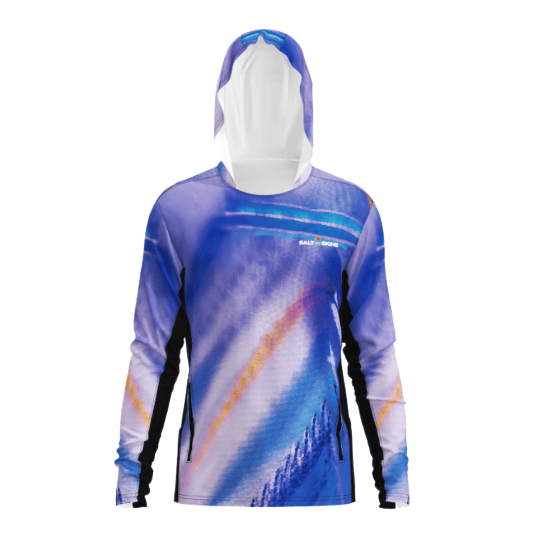Salt Skins Men's Performance Hoodie Purple Parrot Side Vent Performance Hoodie With Pockets (b2b)